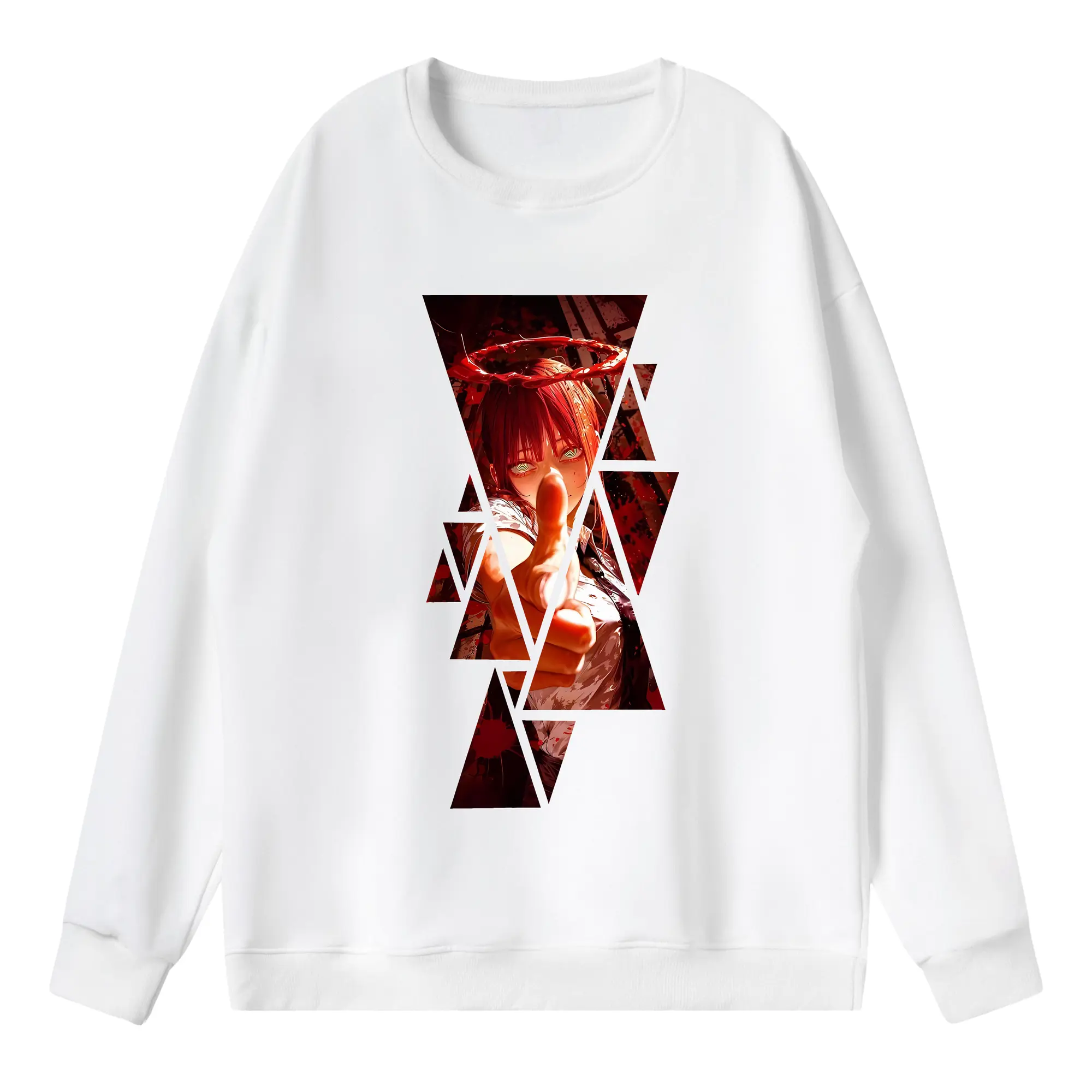 チェンソーマン グッズ,マキマ - 薄手 クルーネック スウェット 裏毛260g · ポリエステル 春秋向け カジュアル 男女兼用 · トレーナー デイリー スポーツ 散歩に最適