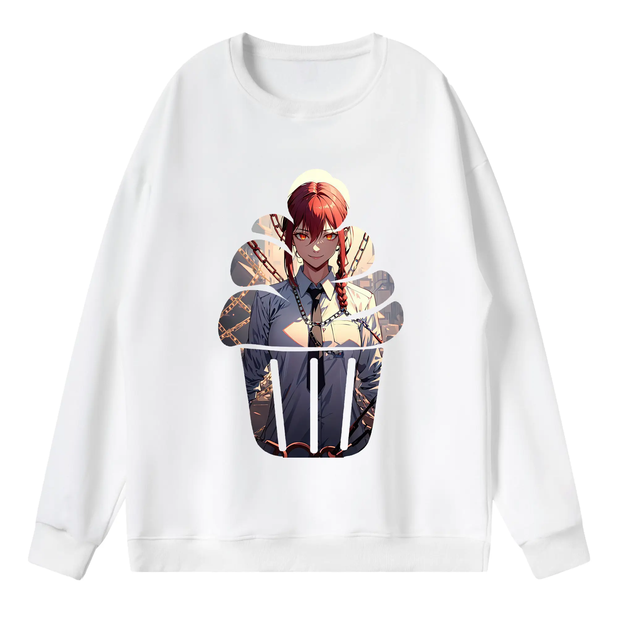 チェンソーマン グッズ,マキマ - 薄手 クルーネック スウェット 裏毛260g · ポリエステル 春秋向け カジュアル 男女兼用 · トレーナー デイリー スポーツ 散歩に最適