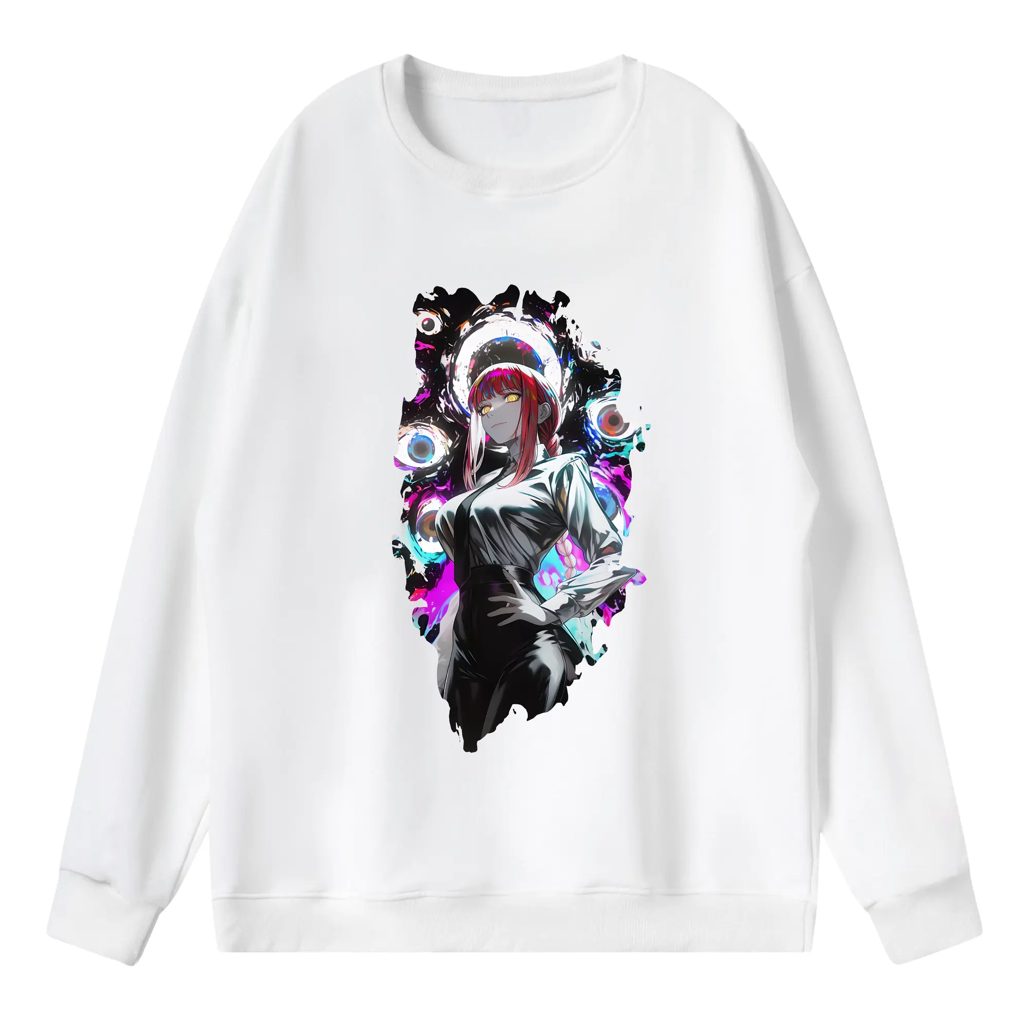 チェンソーマン グッズ,マキマ - 薄手 クルーネック スウェット 裏毛260g · ポリエステル 春秋向け カジュアル 男女兼用 · トレーナー デイリー スポーツ 散歩に最適