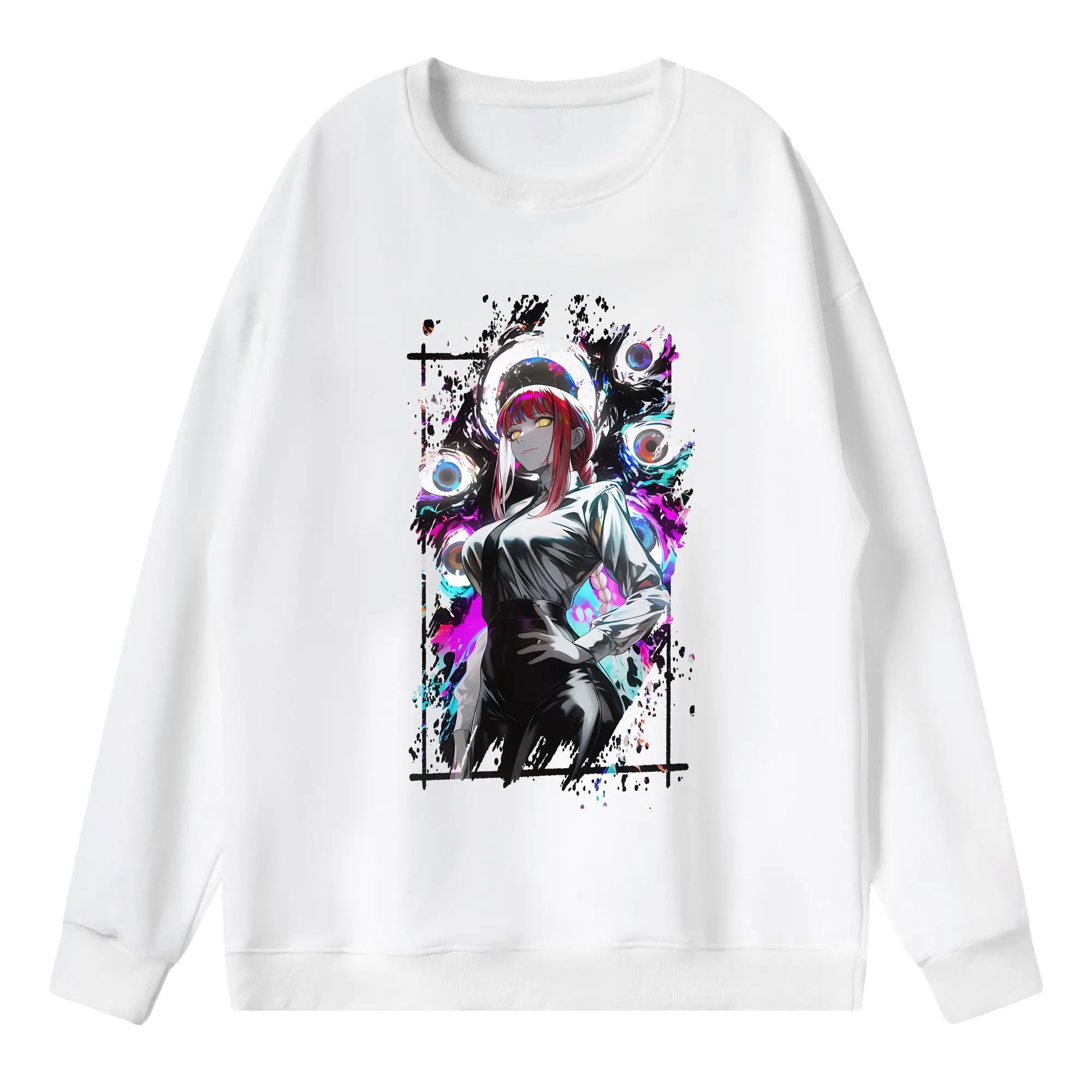 チェンソーマン グッズ,マキマ - 薄手 クルーネック スウェット 裏毛260g · ポリエステル 春秋向け カジュアル 男女兼用 · トレーナー デイリー スポーツ 散歩に最適