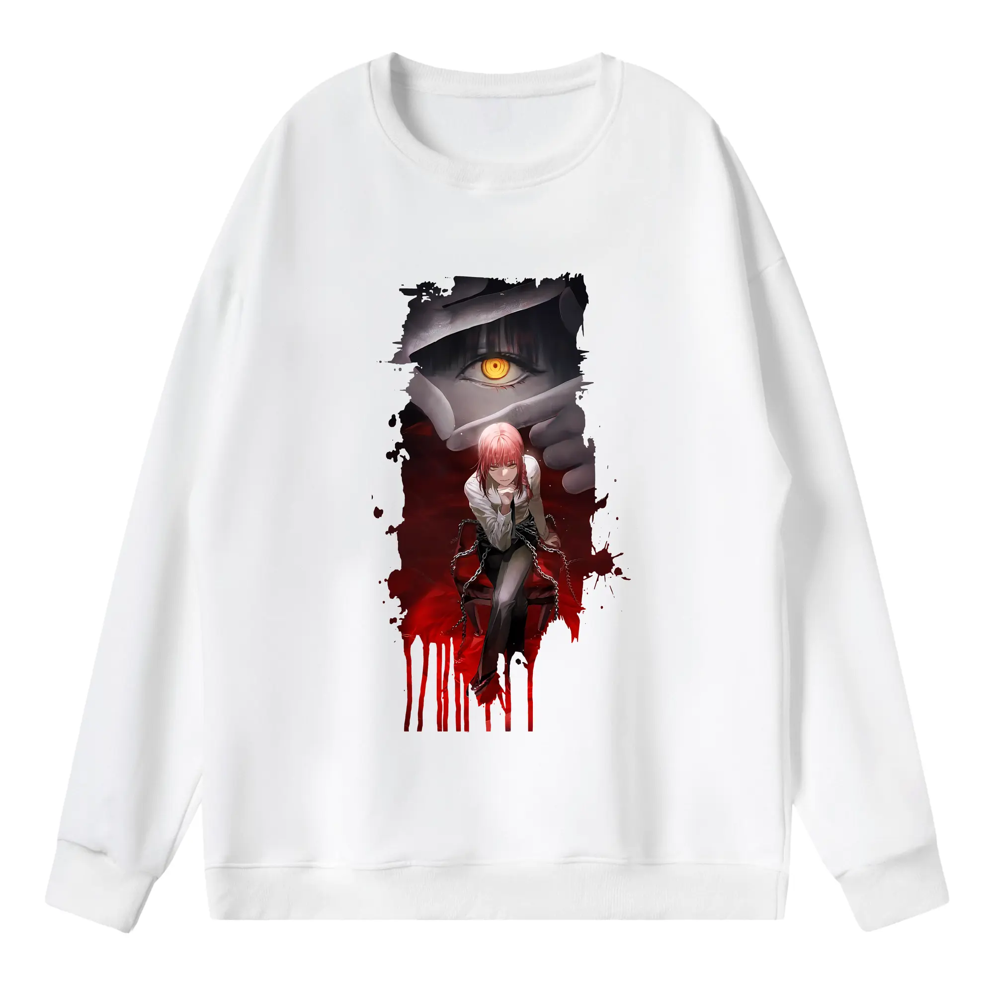 チェンソーマン グッズ,マキマ - 薄手 クルーネック スウェット 裏毛260g · ポリエステル 春秋向け カジュアル 男女兼用 · トレーナー デイリー スポーツ 散歩に最適