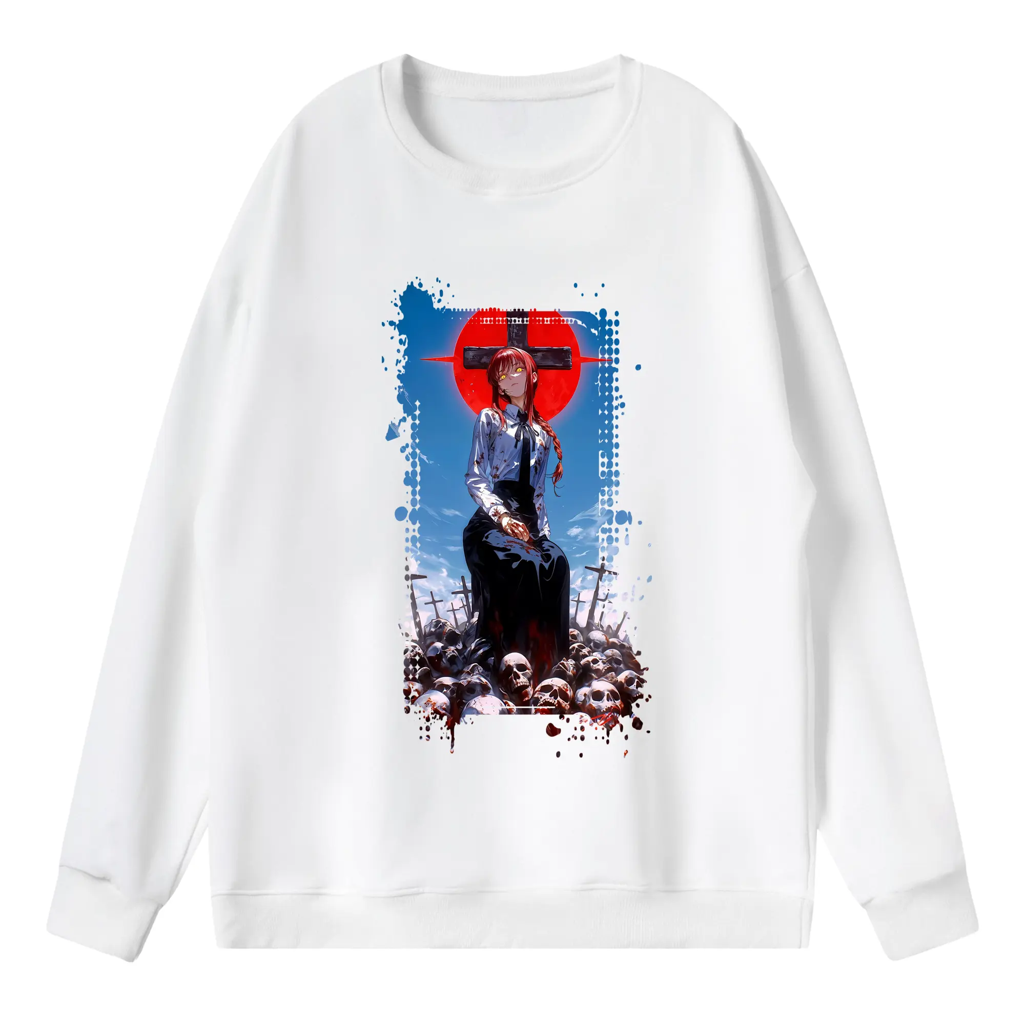 チェンソーマン グッズ,マキマ - 薄手 クルーネック スウェット 裏毛260g · ポリエステル 春秋向け カジュアル 男女兼用 · トレーナー デイリー スポーツ 散歩に最適