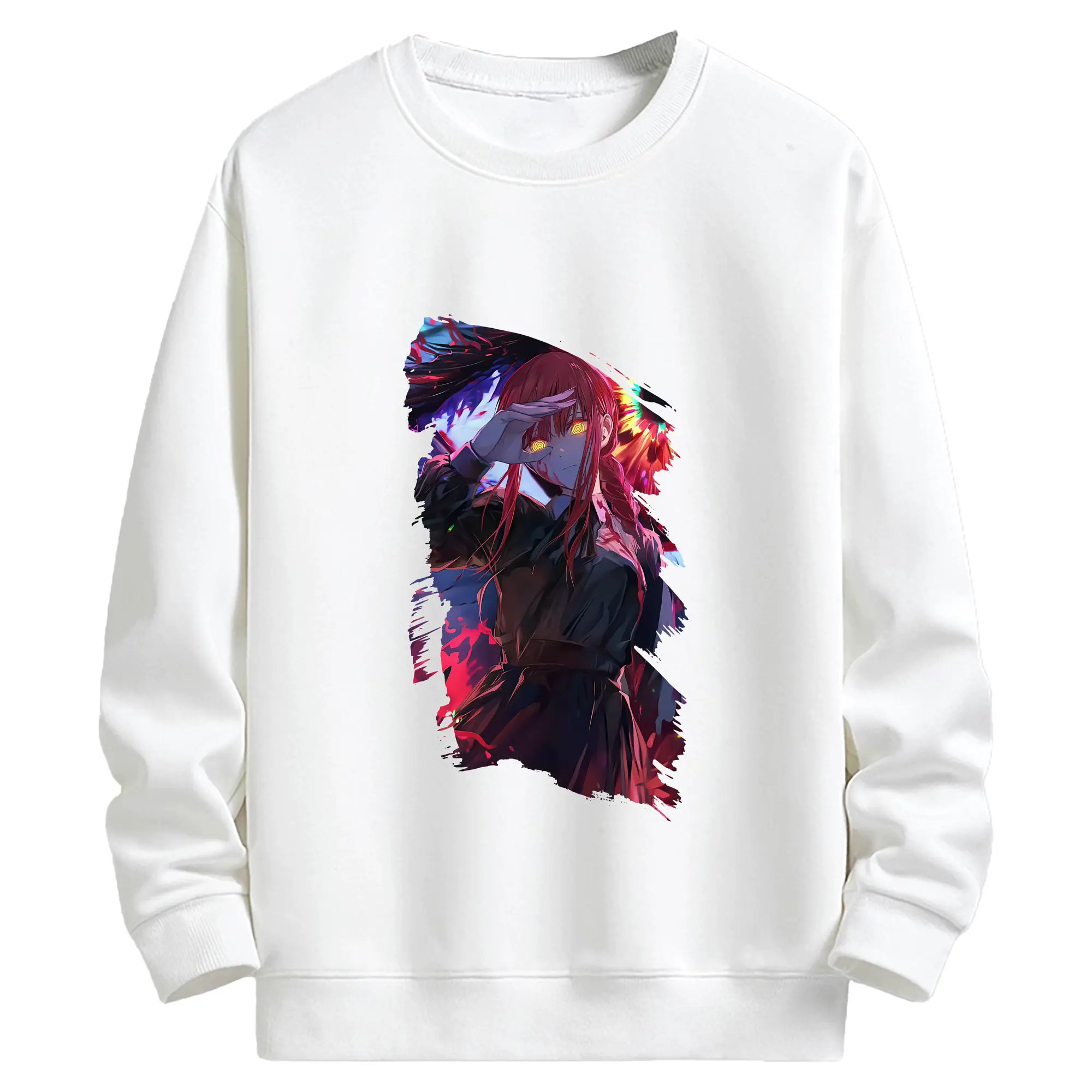 チェンソーマン グッズ,マキマ - キッズ クルーネックスウェットシャツ ・ フロントプリント ・ 綿80％ ポリエステル20％ ・ 快適 通学 スポーツ 日常使い お散歩用