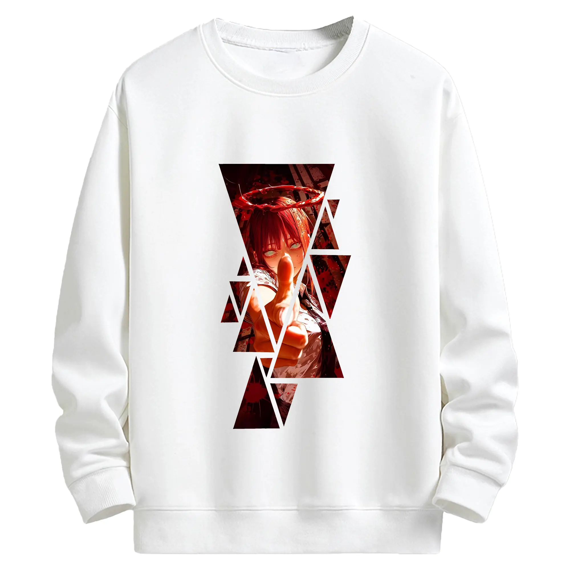 チェンソーマン グッズ,マキマ - キッズ クルーネックスウェットシャツ ・ フロントプリント ・ 綿80％ ポリエステル20％ ・ 快適 通学 スポーツ 日常使い お散歩用