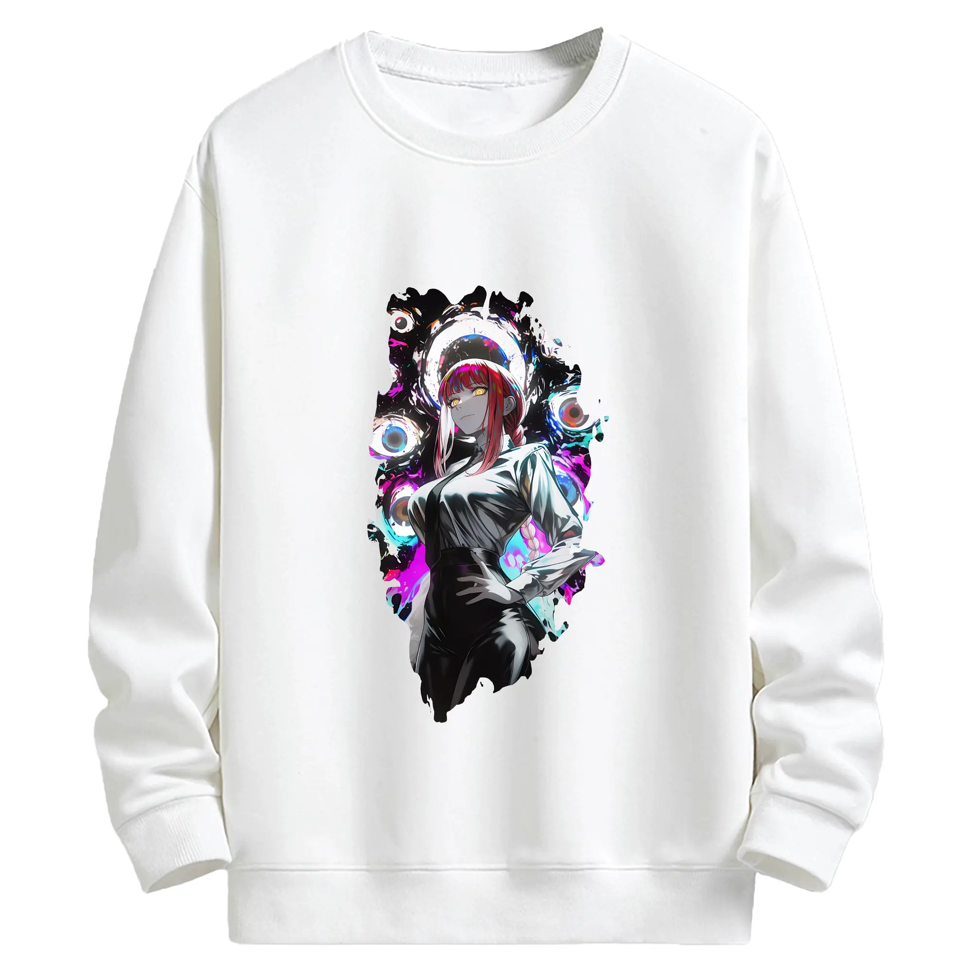 チェンソーマン グッズ,マキマ - キッズ クルーネックスウェットシャツ ・ フロントプリント ・ 綿80％ ポリエステル20％ ・ 快適 通学 スポーツ 日常使い お散歩用