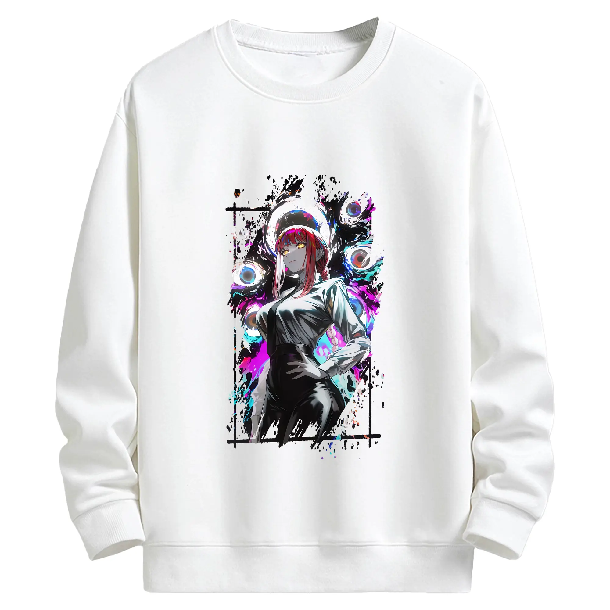 チェンソーマン グッズ,マキマ - キッズ クルーネックスウェットシャツ ・ フロントプリント ・ 綿80％ ポリエステル20％ ・ 快適 通学 スポーツ 日常使い お散歩用