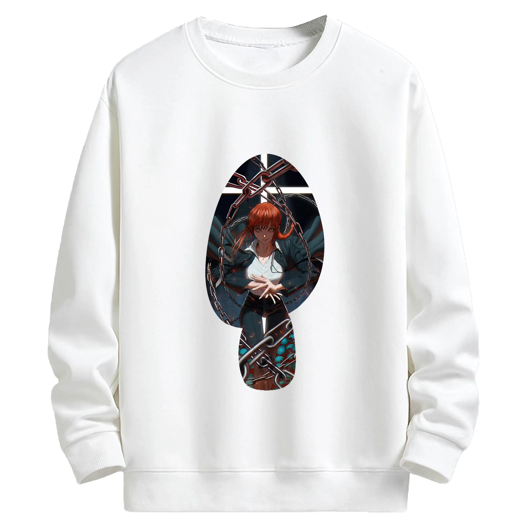 チェンソーマン グッズ,マキマ - キッズ クルーネックスウェットシャツ ・ フロントプリント ・ 綿80％ ポリエステル20％ ・ 快適 通学 スポーツ 日常使い お散歩用