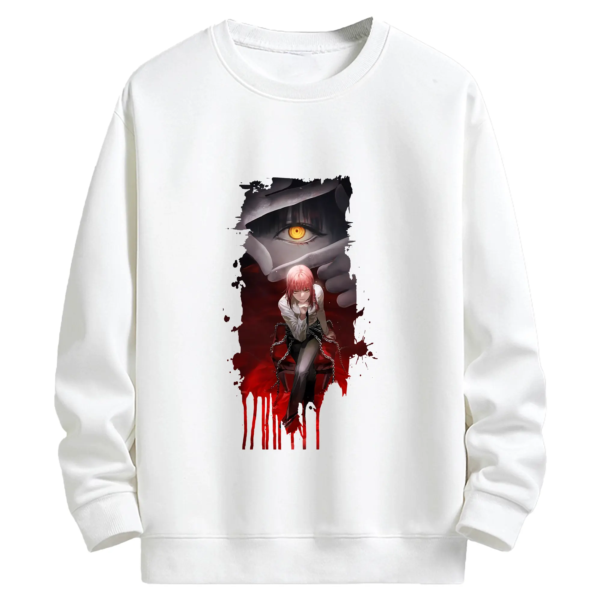 チェンソーマン グッズ,マキマ - キッズ クルーネックスウェットシャツ ・ フロントプリント ・ 綿80％ ポリエステル20％ ・ 快適 通学 スポーツ 日常使い お散歩用