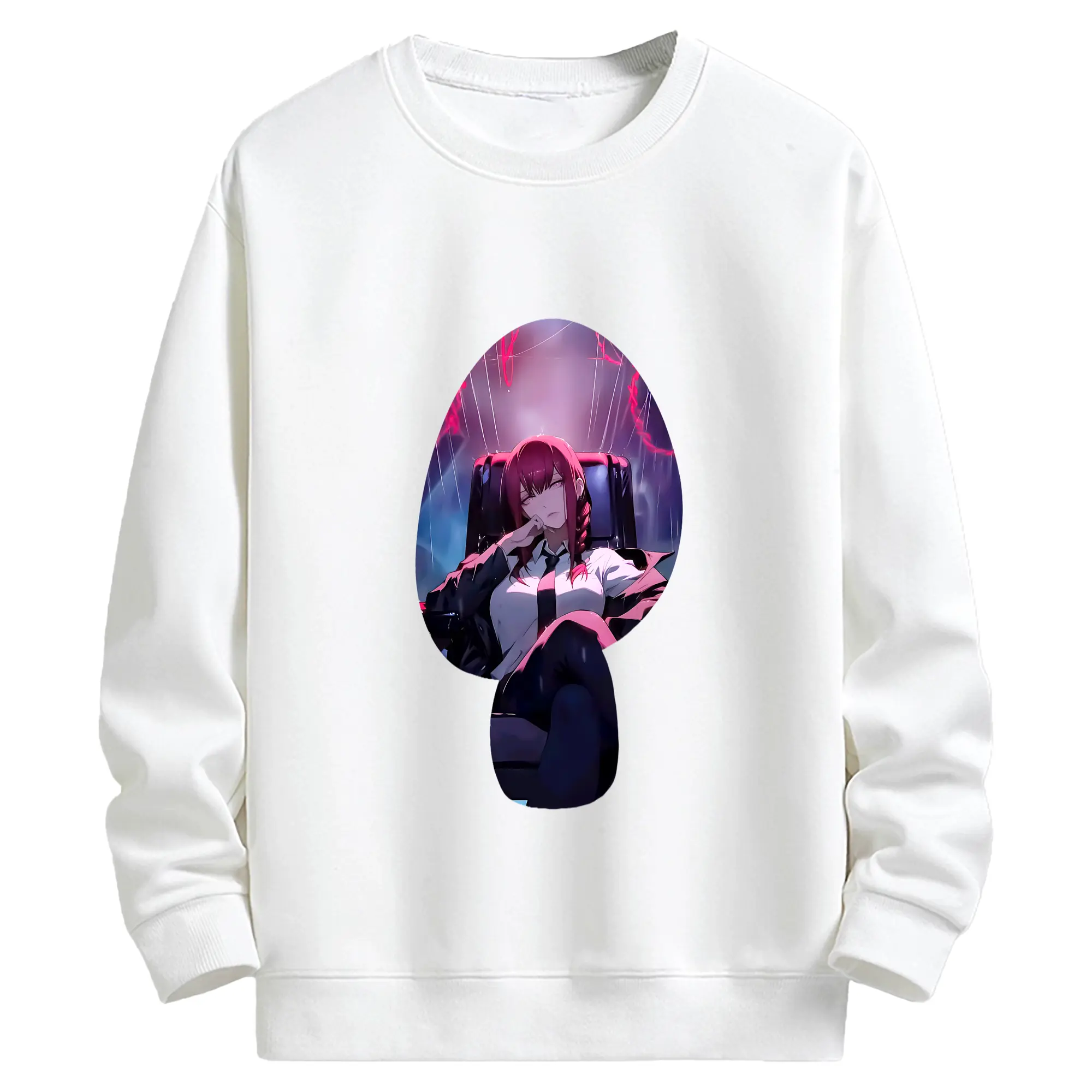 チェンソーマン グッズ,マキマ - キッズ クルーネックスウェットシャツ ・ フロントプリント ・ 綿80％ ポリエステル20％ ・ 快適 通学 スポーツ 日常使い お散歩用