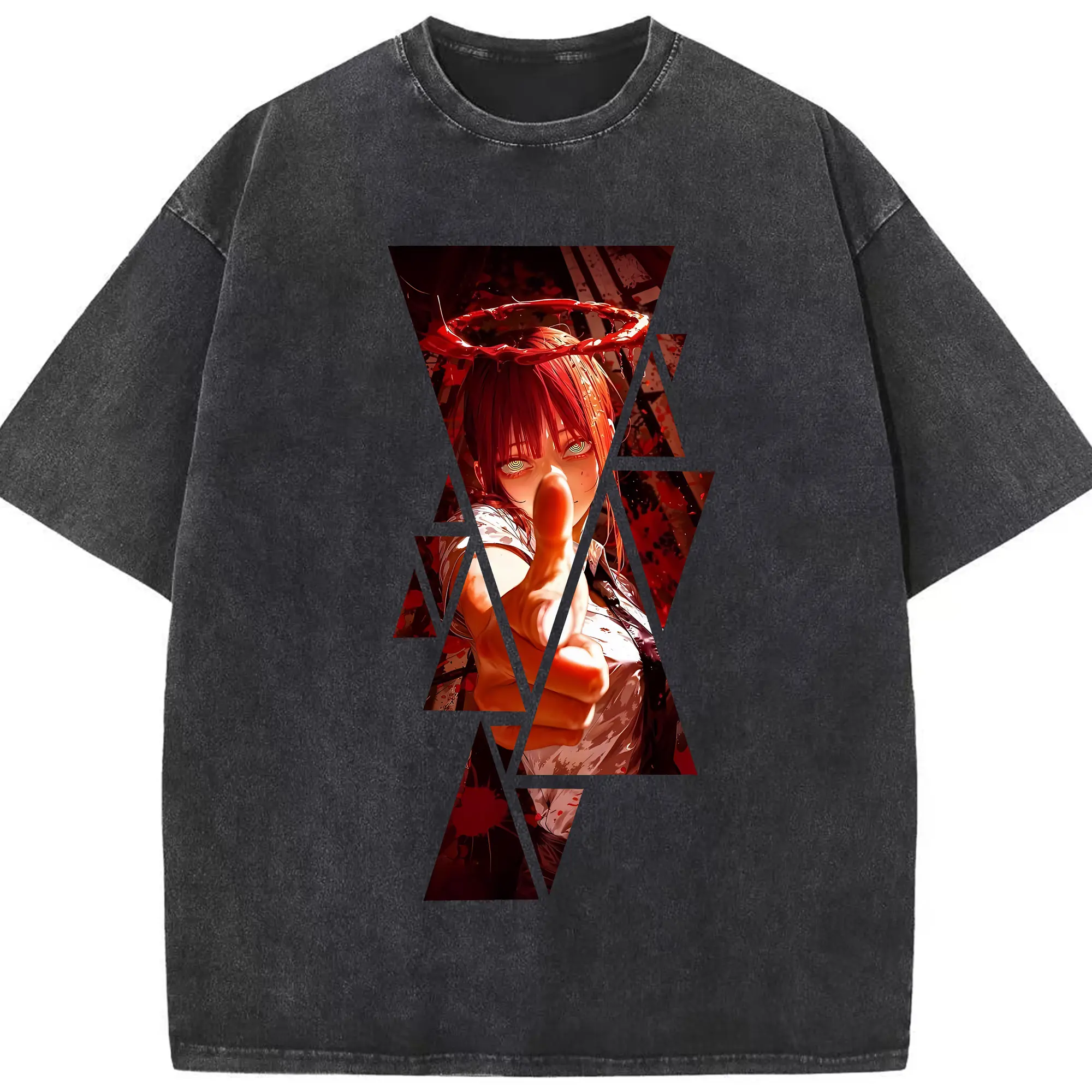 チェンソーマン グッズ,マキマ - 綿100％ ヴィンテージ風 半袖Tシャツ ・ フロントプリント ・ 柔らか肌触り ・ 通気性 快適 ・ スポーツ カジュアル 外出用