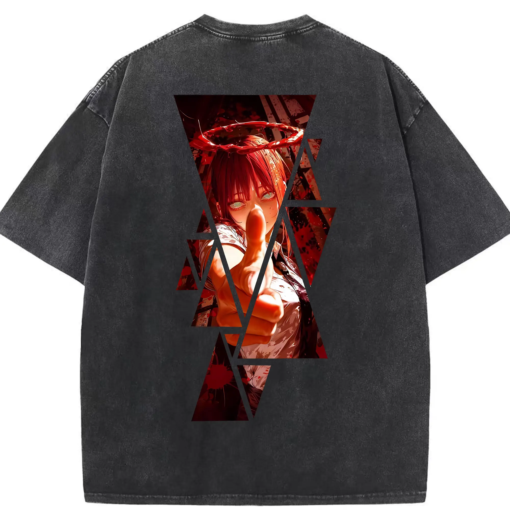 チェンソーマン グッズ,マキマ - 綿100％ ヴィンテージ風 半袖Tシャツ ・ 背面プリント ・ 柔らか肌触り ・ 通気性 快適 ・ スポーツ カジュアル 外出用