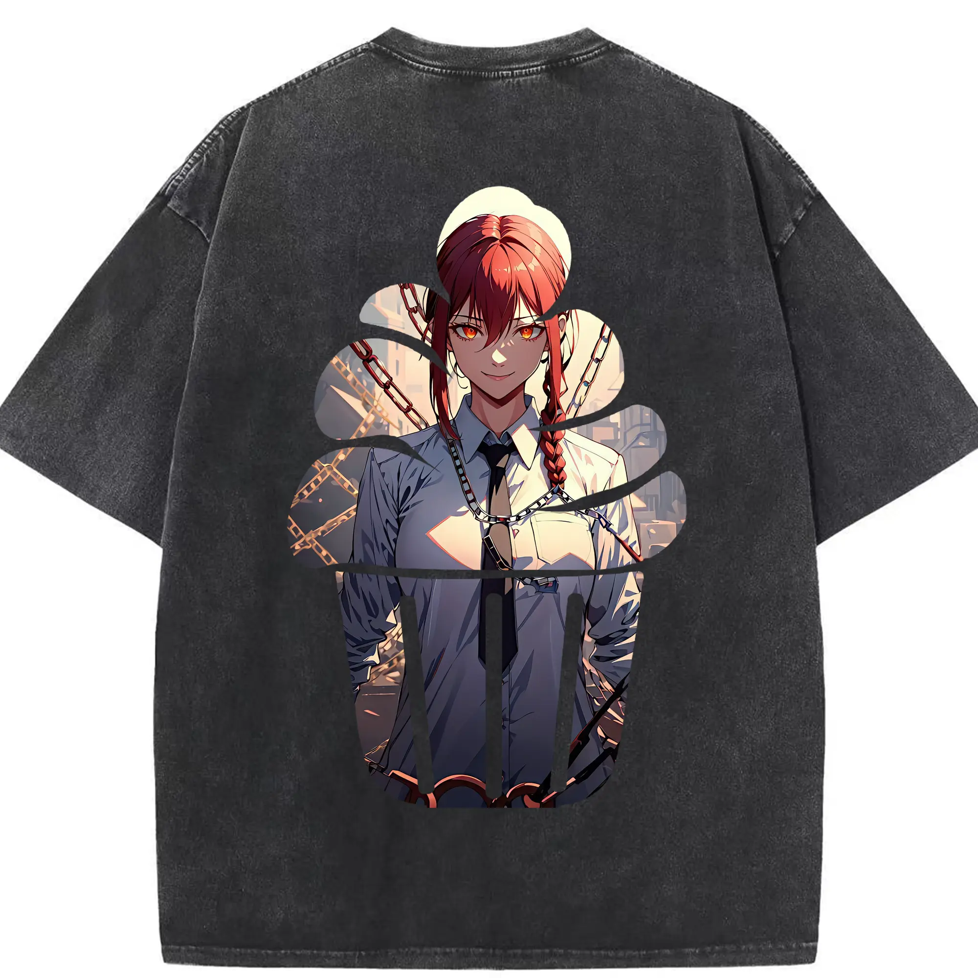 チェンソーマン グッズ,マキマ - 綿100％ ヴィンテージ風 半袖Tシャツ ・ 背面プリント ・ 柔らか肌触り ・ 通気性 快適 ・ スポーツ カジュアル 外出用