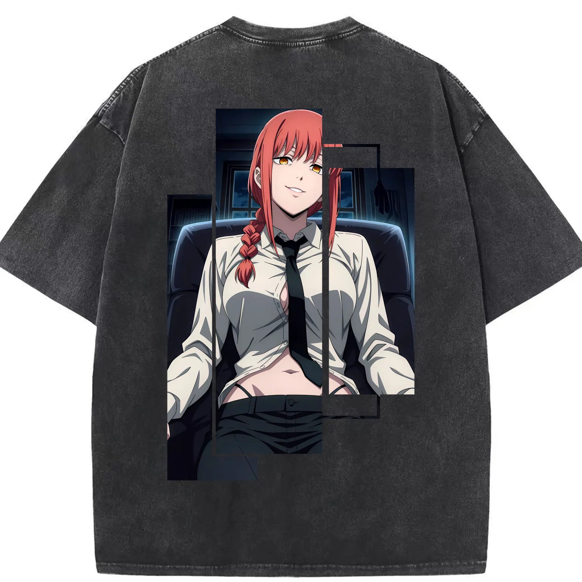 チェンソーマン グッズ,マキマ - 綿100％ ヴィンテージ風 半袖Tシャツ ・ 背面プリント ・ 柔らか肌触り ・ 通気性 快適 ・ スポーツ カジュアル 外出用