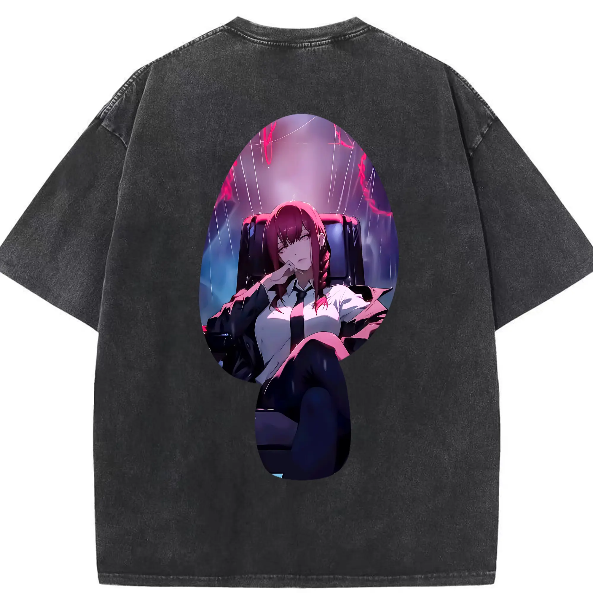 チェンソーマン グッズ,マキマ - 綿100％ ヴィンテージ風 半袖Tシャツ ・ 背面プリント ・ 柔らか肌触り ・ 通気性 快適 ・ スポーツ カジュアル 外出用