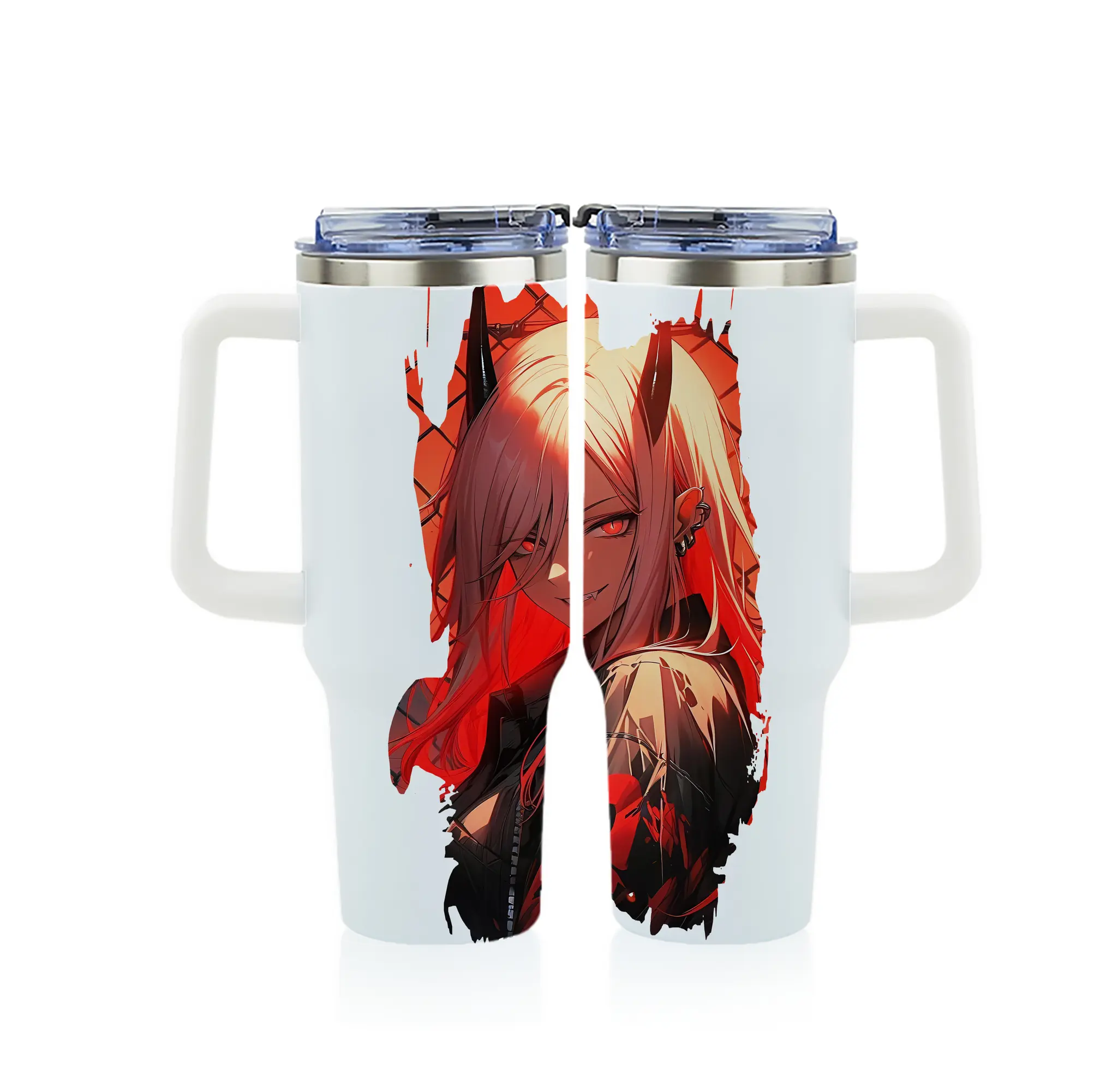 チェンソーマン グッズ,パワー - 1200mL フルプリント車用タンブラー ・ 304ステンレス 内側 ・ 201ステンレス 外側 ・ 保温 保冷 ・ 通勤 ドライブ アウトドア用