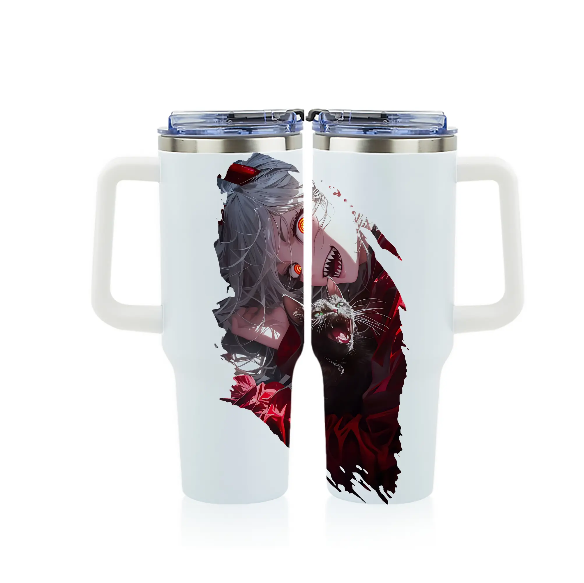 チェンソーマン グッズ,パワー - 1200mL フルプリント車用タンブラー ・ 304ステンレス 内側 ・ 201ステンレス 外側 ・ 保温 保冷 ・ 通勤 ドライブ アウトドア用