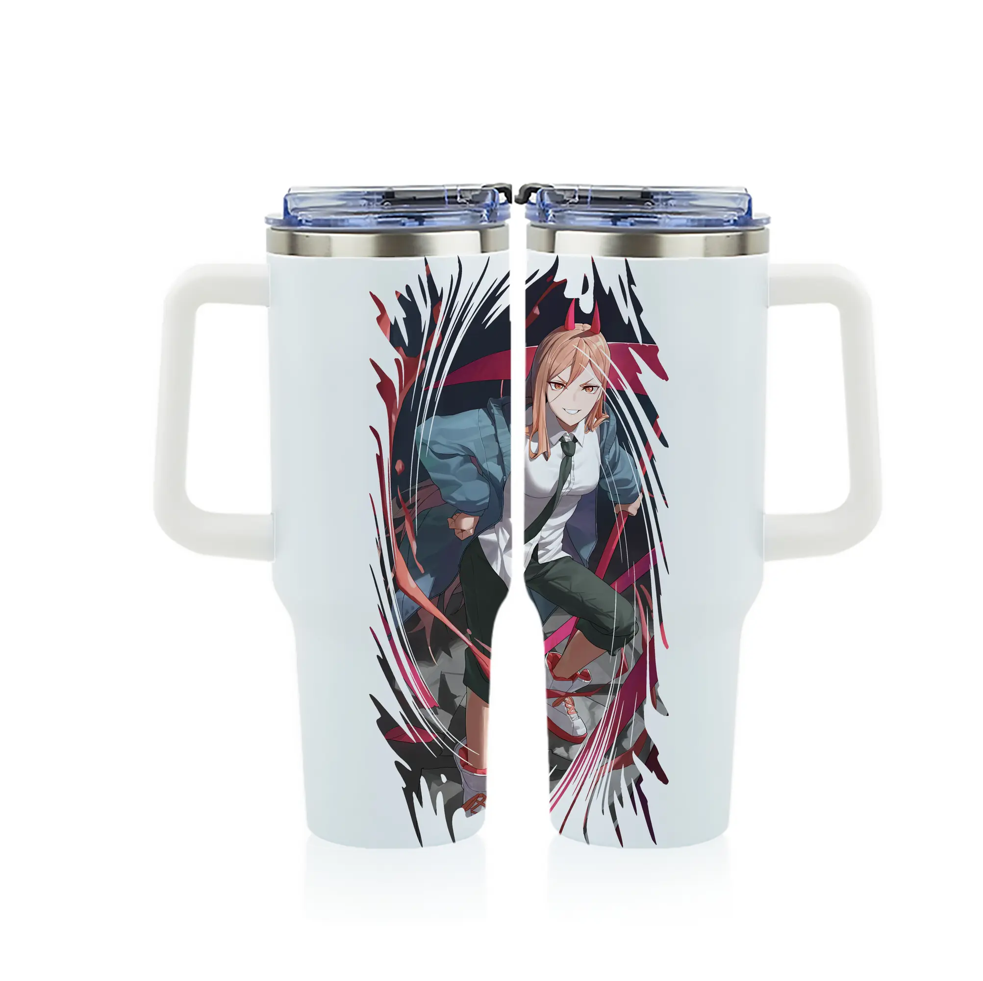 チェンソーマン グッズ,パワー - 1200mL フルプリント車用タンブラー ・ 304ステンレス 内側 ・ 201ステンレス 外側 ・ 保温 保冷 ・ 通勤 ドライブ アウトドア用