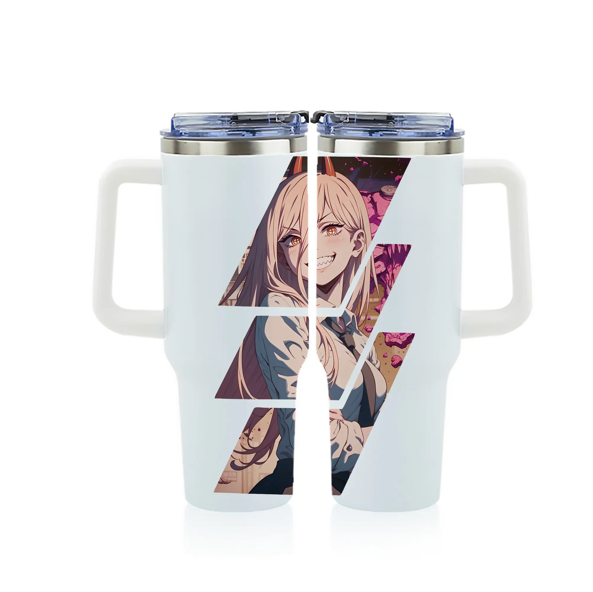 チェンソーマン グッズ,パワー - 1200mL フルプリント車用タンブラー ・ 304ステンレス 内側 ・ 201ステンレス 外側 ・ 保温 保冷 ・ 通勤 ドライブ アウトドア用