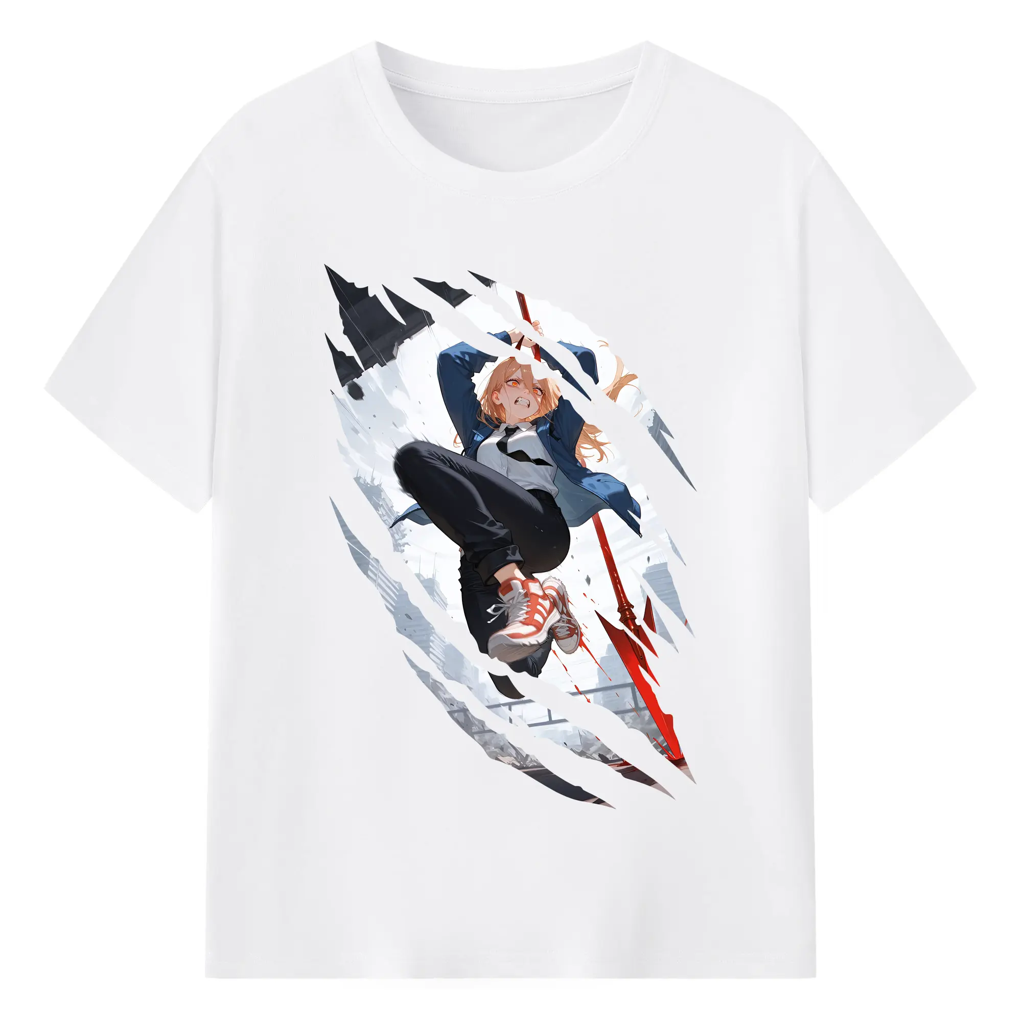 チェンソーマン グッズ,パワー - 綿100％ 半袖Tシャツ ・ フロントプリント ・ 快適 通気性 ・ 日常使い 散歩 スポーツ用