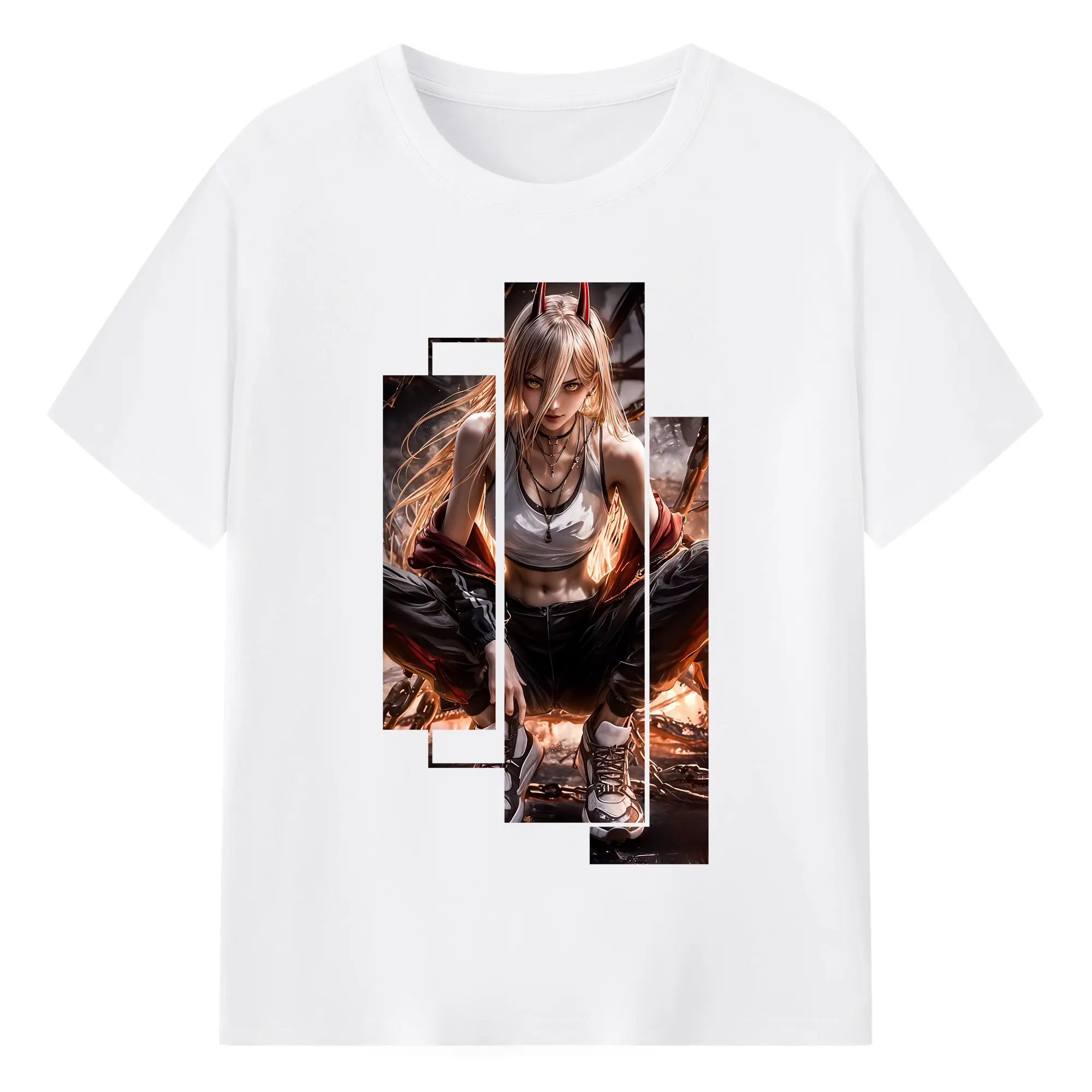 チェンソーマン グッズ,パワー - 綿100％ 半袖Tシャツ ・ フロントプリント ・ 快適 通気性 ・ 日常使い 散歩 スポーツ用