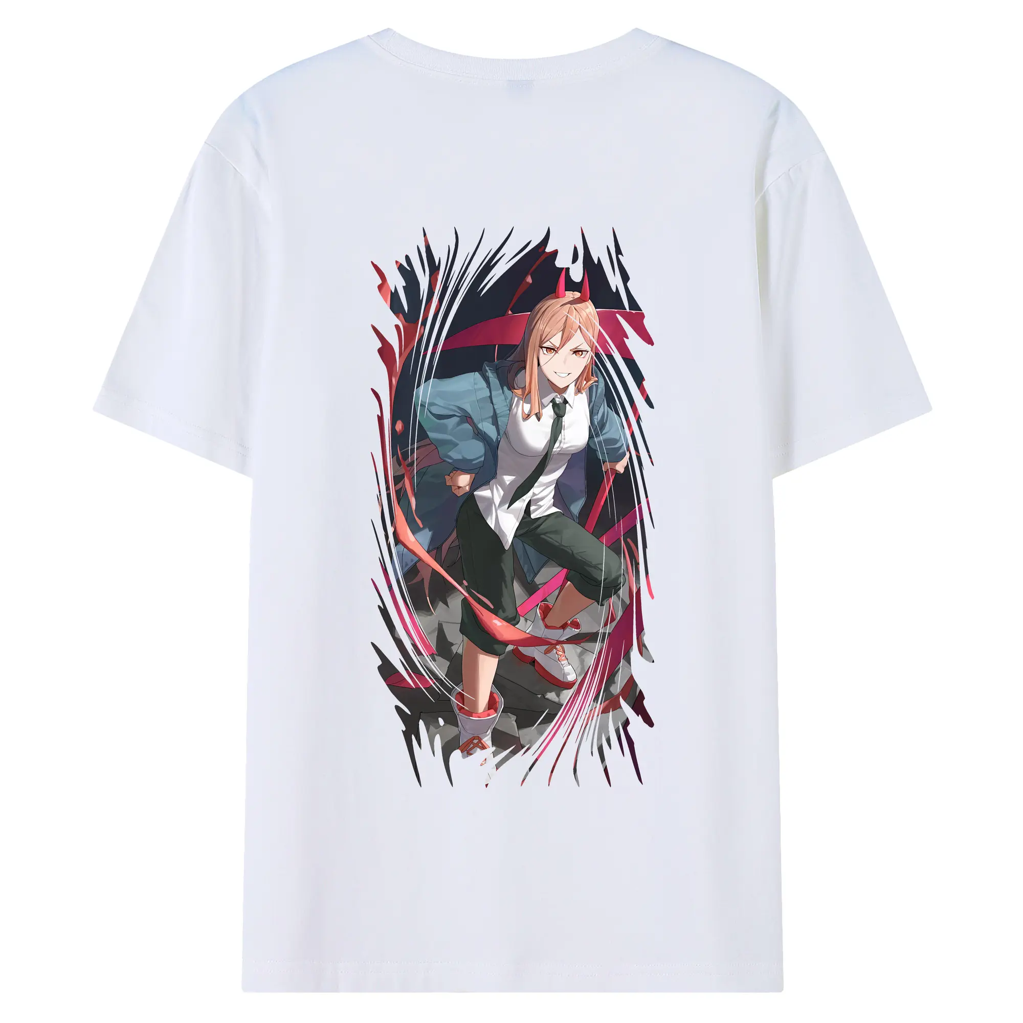 チェンソーマン グッズ,パワー - 綿100％ 半袖Tシャツ ・ バックプリント ・ 快適 通気性 ・ 日常使い 散歩 スポーツ用