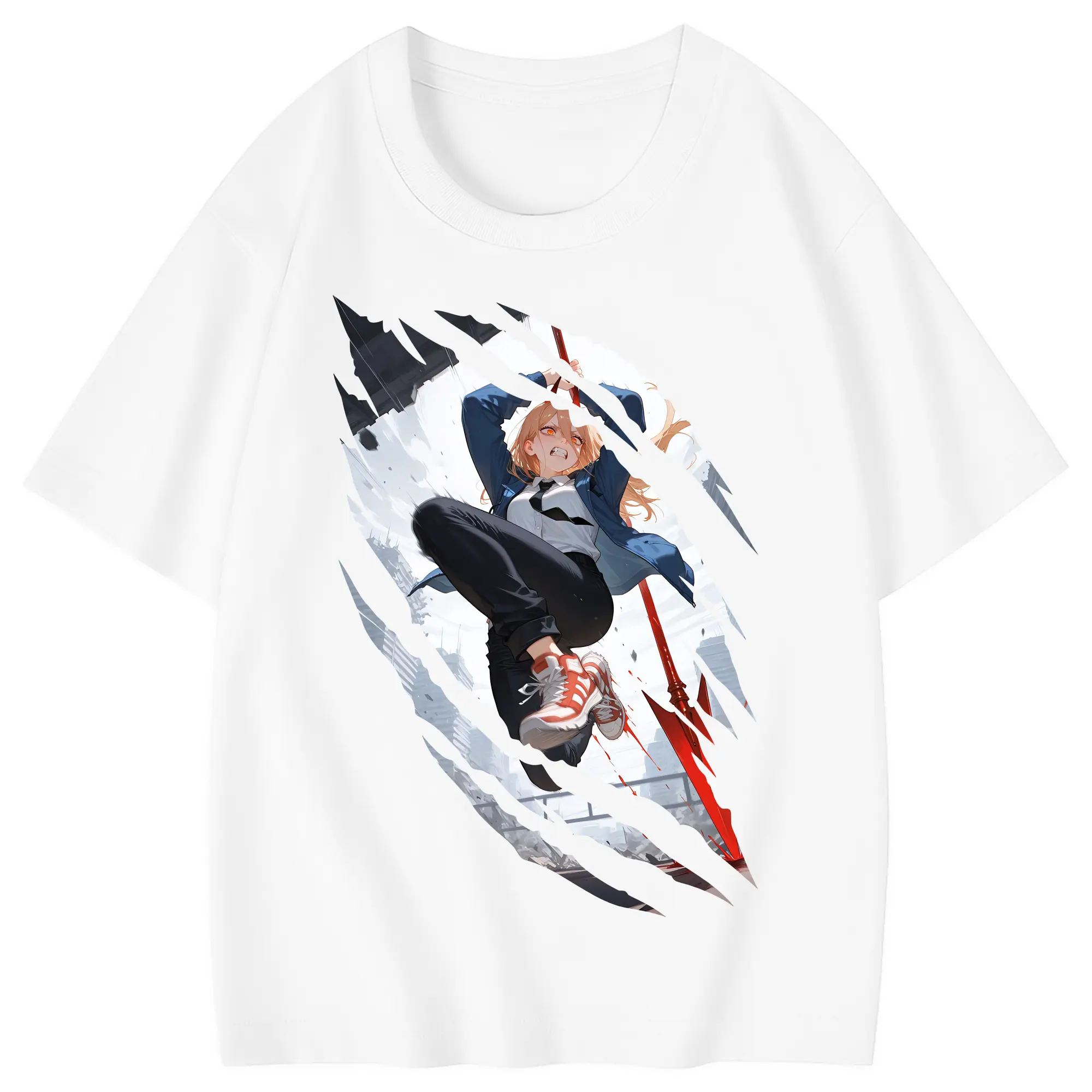 チェンソーマン グッズ,パワー - 綿100％ キッズTシャツ ・ フロントプリント ・ 快適 通気性 ・ スポーツ カジュアル 散歩用