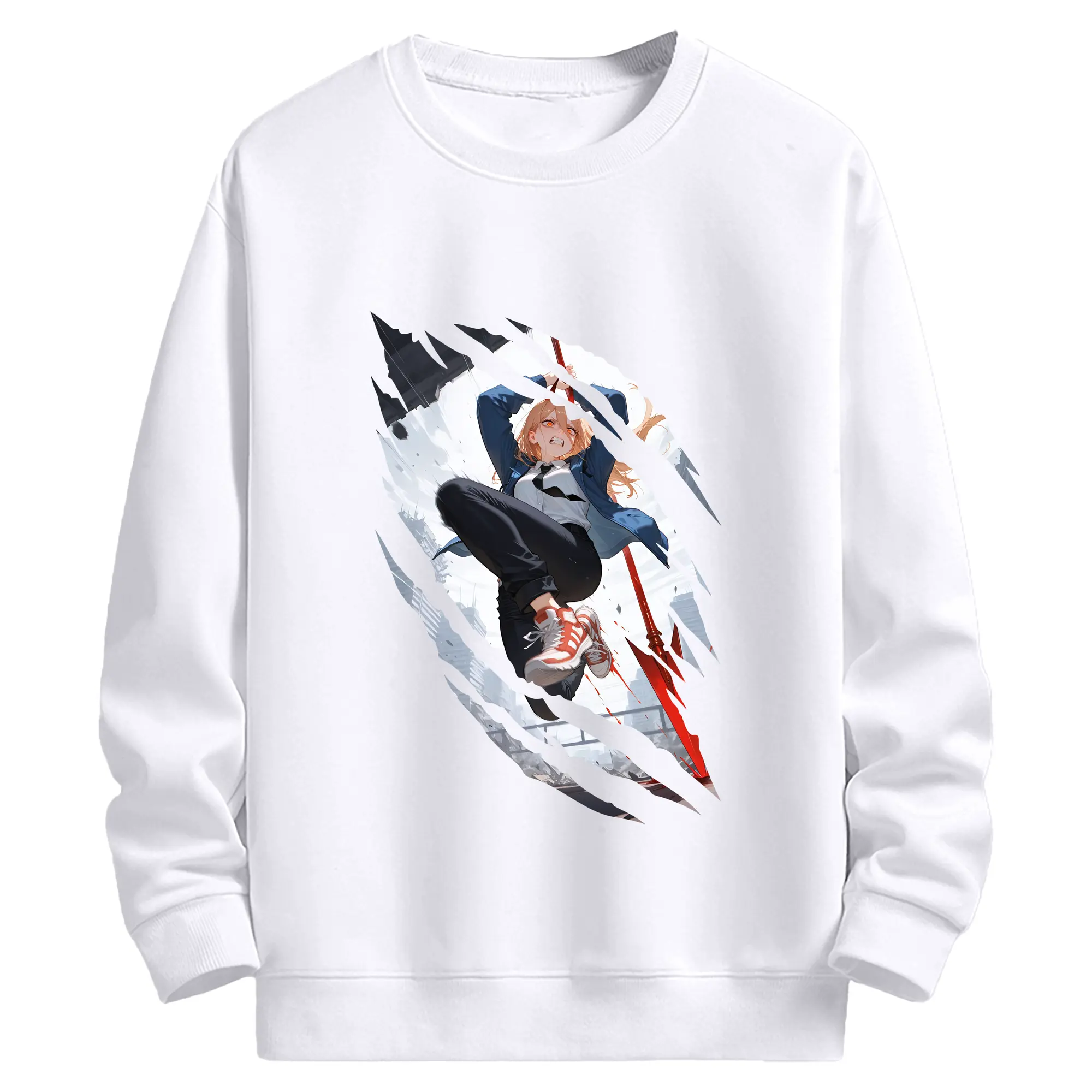 チェンソーマン グッズ,パワー - 高品質 クルーネック スウェット ・ コットン59％ ポリエステル41％ ・ ユニセックス 長袖 トレーナー ・ カジュアル デイリー スポーツ 散歩用