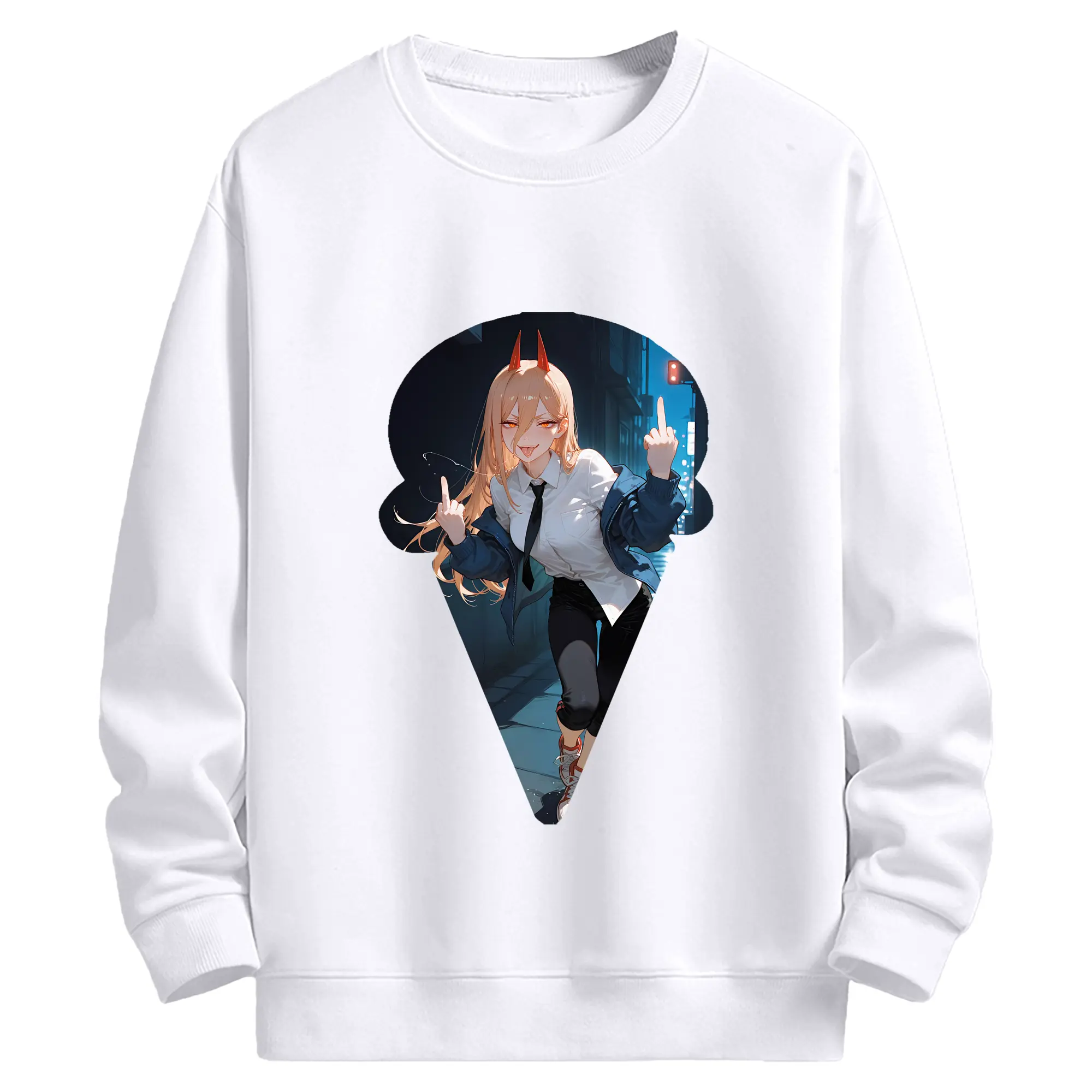 チェンソーマン グッズ,パワー - 高品質 クルーネック スウェット ・ コットン59％ ポリエステル41％ ・ ユニセックス 長袖 トレーナー ・ カジュアル デイリー スポーツ 散歩用