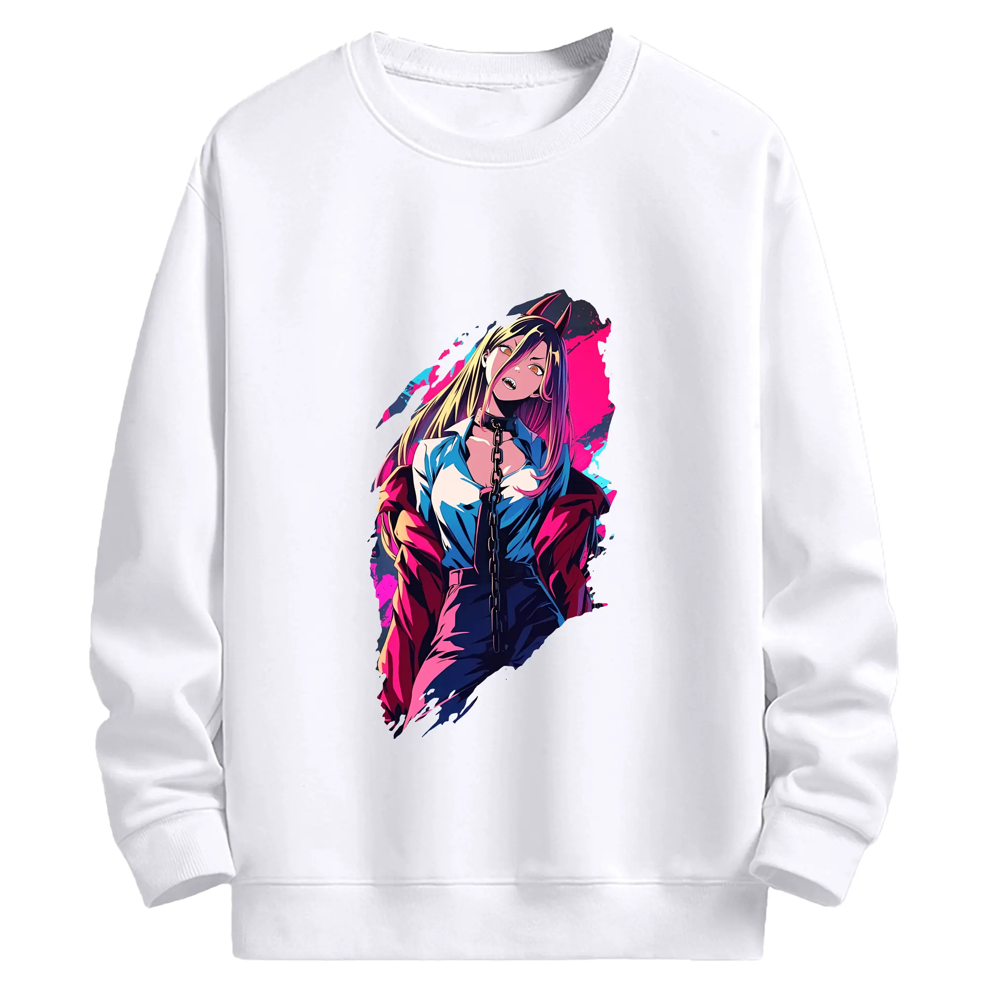 チェンソーマン グッズ,パワー - 高品質 クルーネック スウェット ・ コットン59％ ポリエステル41％ ・ ユニセックス 長袖 トレーナー ・ カジュアル デイリー スポーツ 散歩用