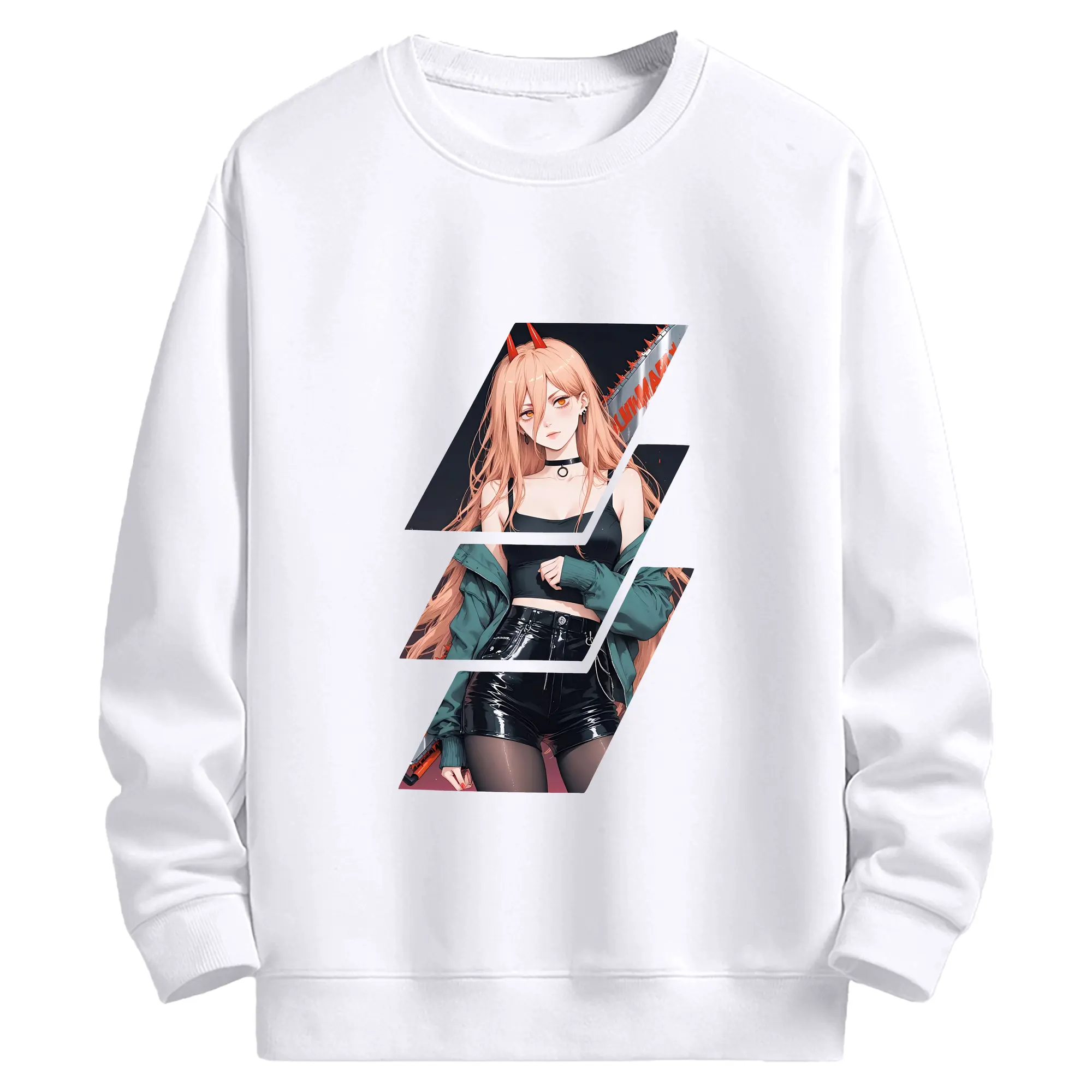 チェンソーマン グッズ,パワー - 高品質 クルーネック スウェット ・ コットン59％ ポリエステル41％ ・ ユニセックス 長袖 トレーナー ・ カジュアル デイリー スポーツ 散歩用