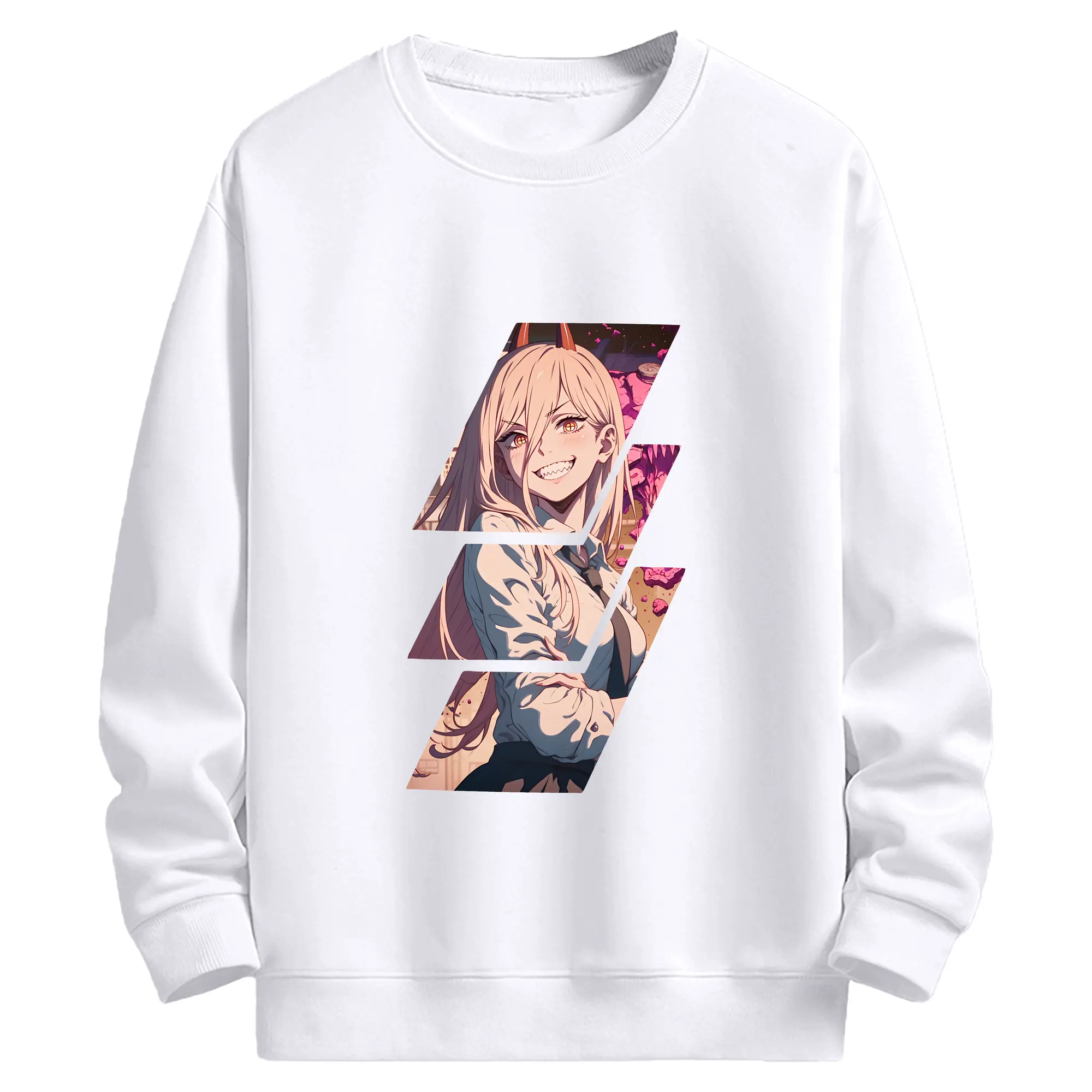 チェンソーマン グッズ,パワー - 高品質 クルーネック スウェット ・ コットン59％ ポリエステル41％ ・ ユニセックス 長袖 トレーナー ・ カジュアル デイリー スポーツ 散歩用