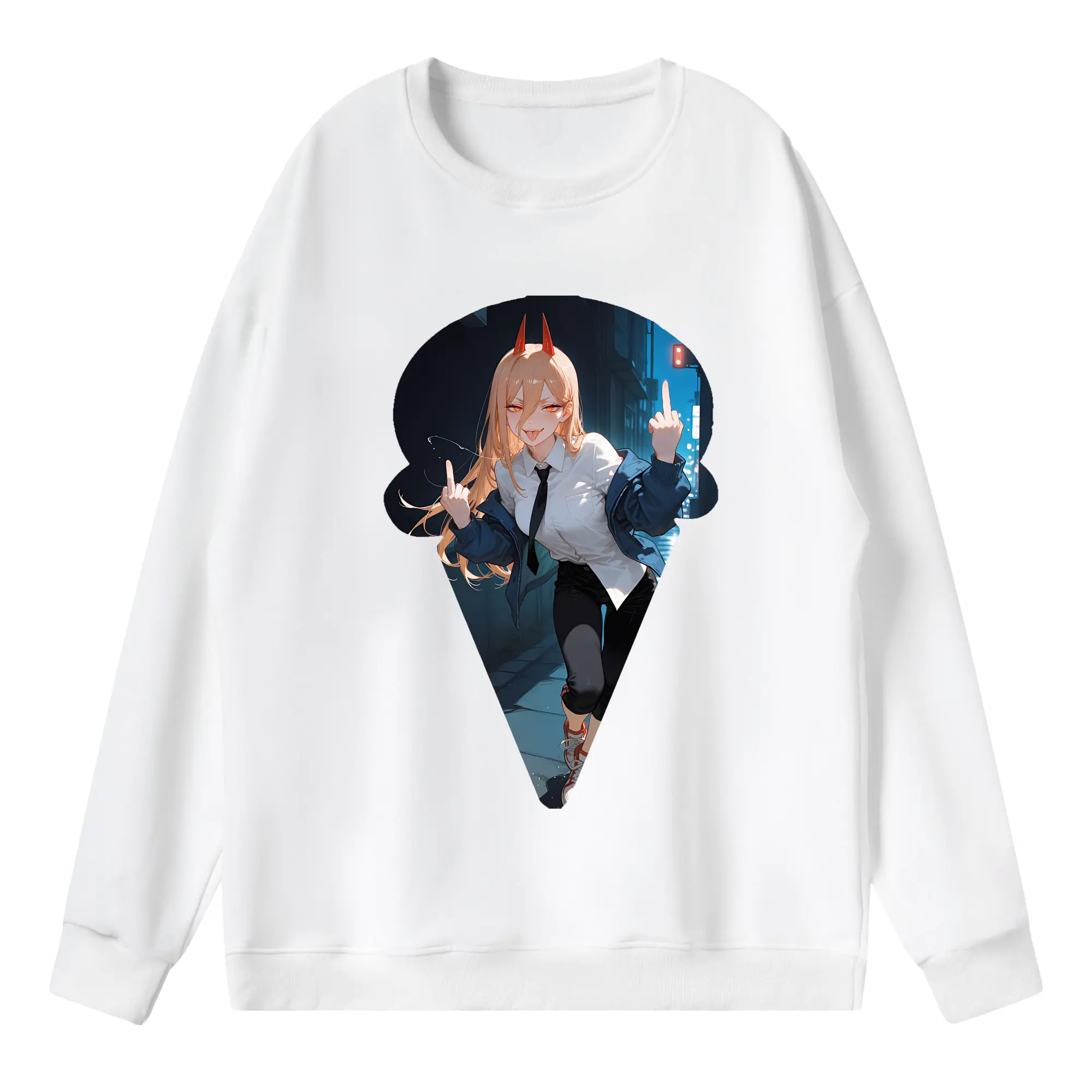 チェンソーマン グッズ,パワー - 薄手 クルーネック スウェット 裏毛260g · ポリエステル 春秋向け カジュアル 男女兼用 · トレーナー デイリー スポーツ 散歩に最適