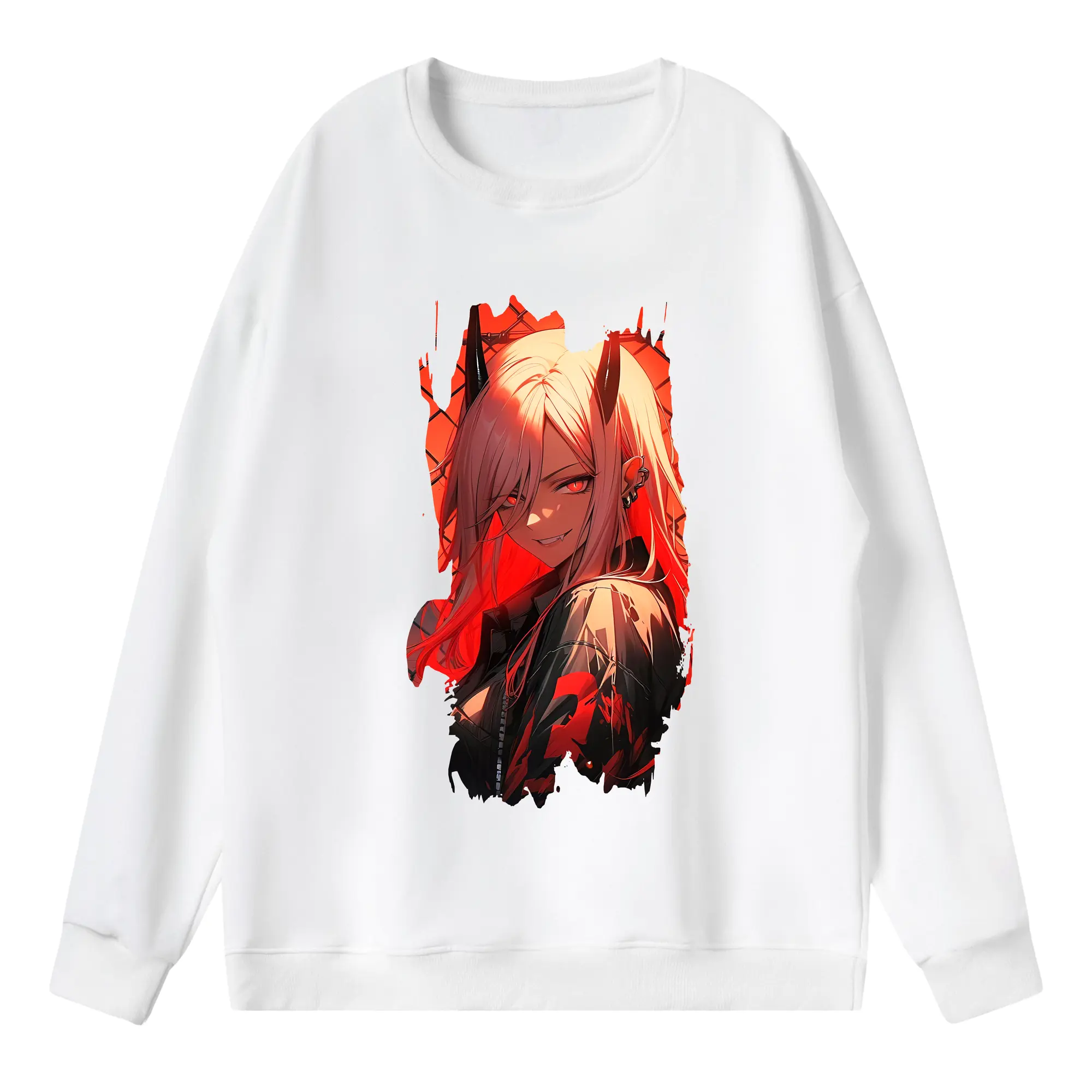 チェンソーマン グッズ,パワー - 薄手 クルーネック スウェット 裏毛260g · ポリエステル 春秋向け カジュアル 男女兼用 · トレーナー デイリー スポーツ 散歩に最適