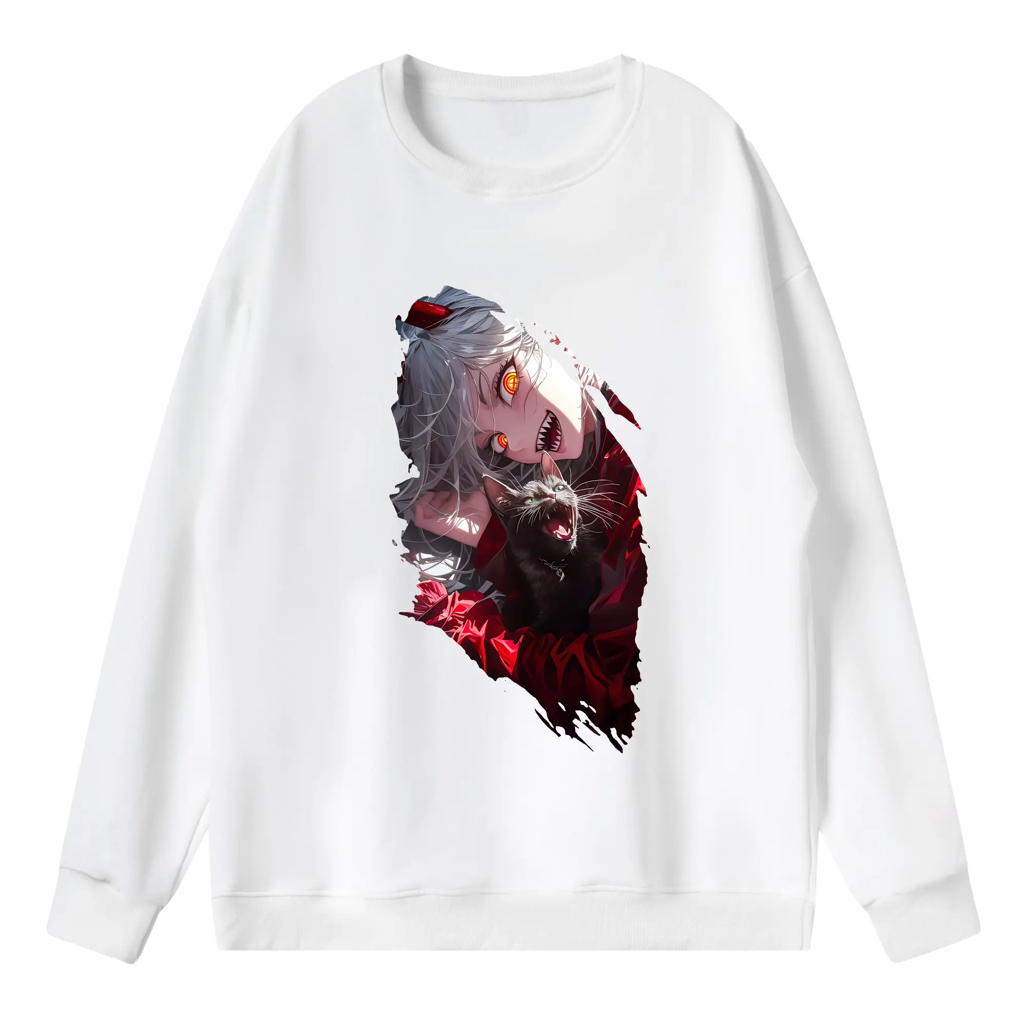 チェンソーマン グッズ,パワー - 薄手 クルーネック スウェット 裏毛260g · ポリエステル 春秋向け カジュアル 男女兼用 · トレーナー デイリー スポーツ 散歩に最適