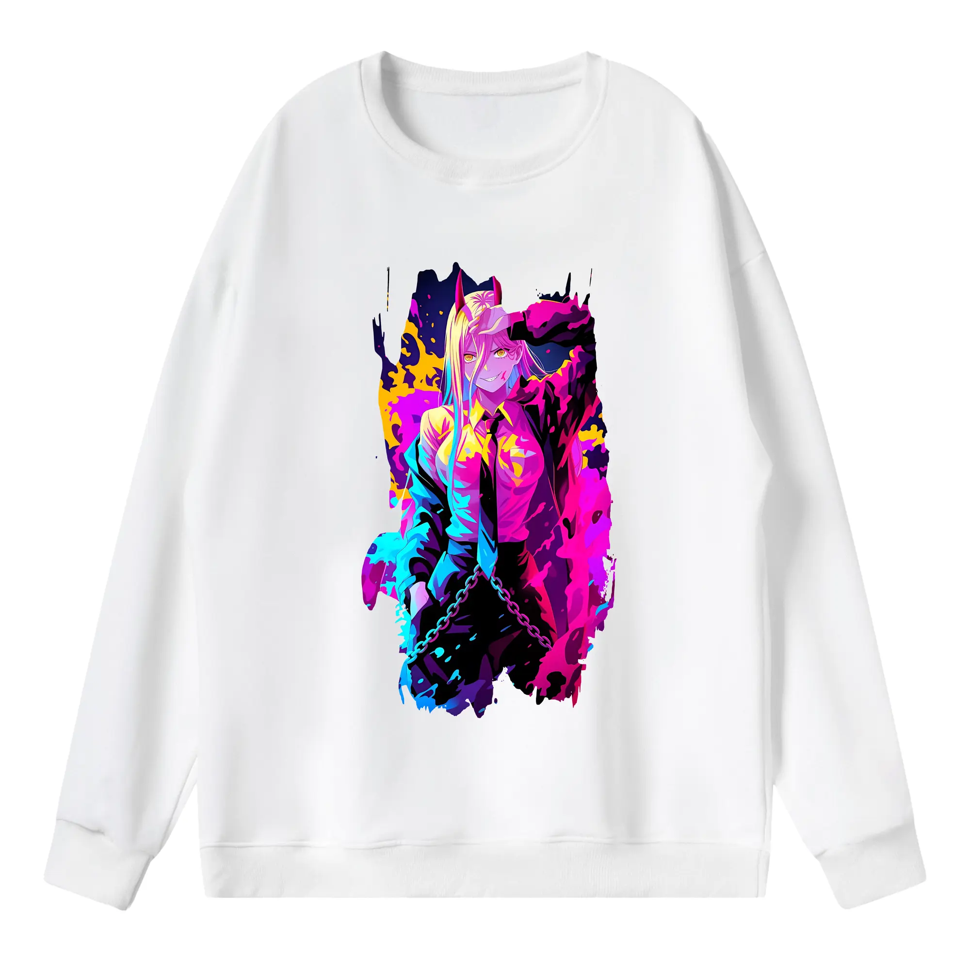 チェンソーマン グッズ,パワー - 薄手 クルーネック スウェット 裏毛260g · ポリエステル 春秋向け カジュアル 男女兼用 · トレーナー デイリー スポーツ 散歩に最適