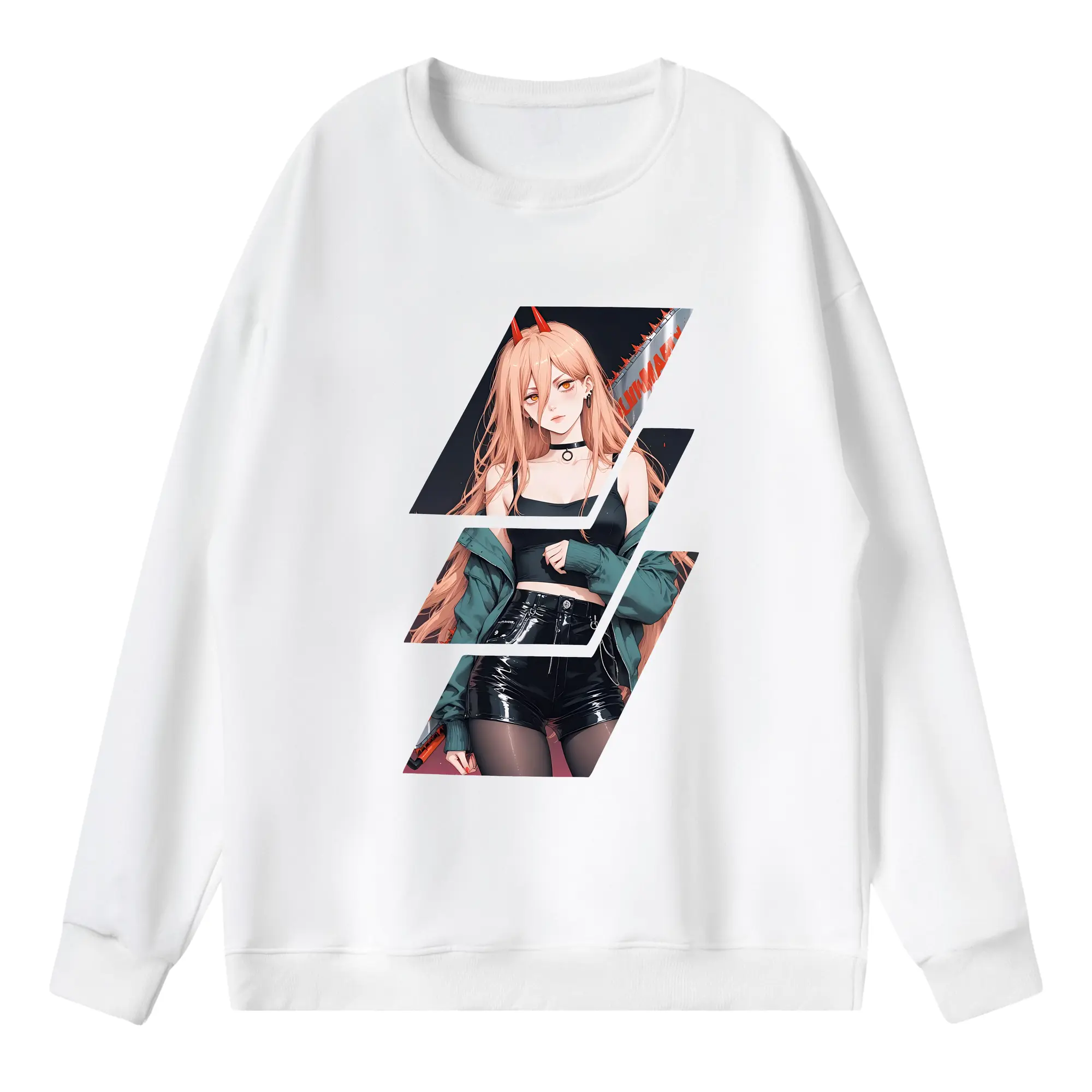 チェンソーマン グッズ,パワー - 薄手 クルーネック スウェット 裏毛260g · ポリエステル 春秋向け カジュアル 男女兼用 · トレーナー デイリー スポーツ 散歩に最適