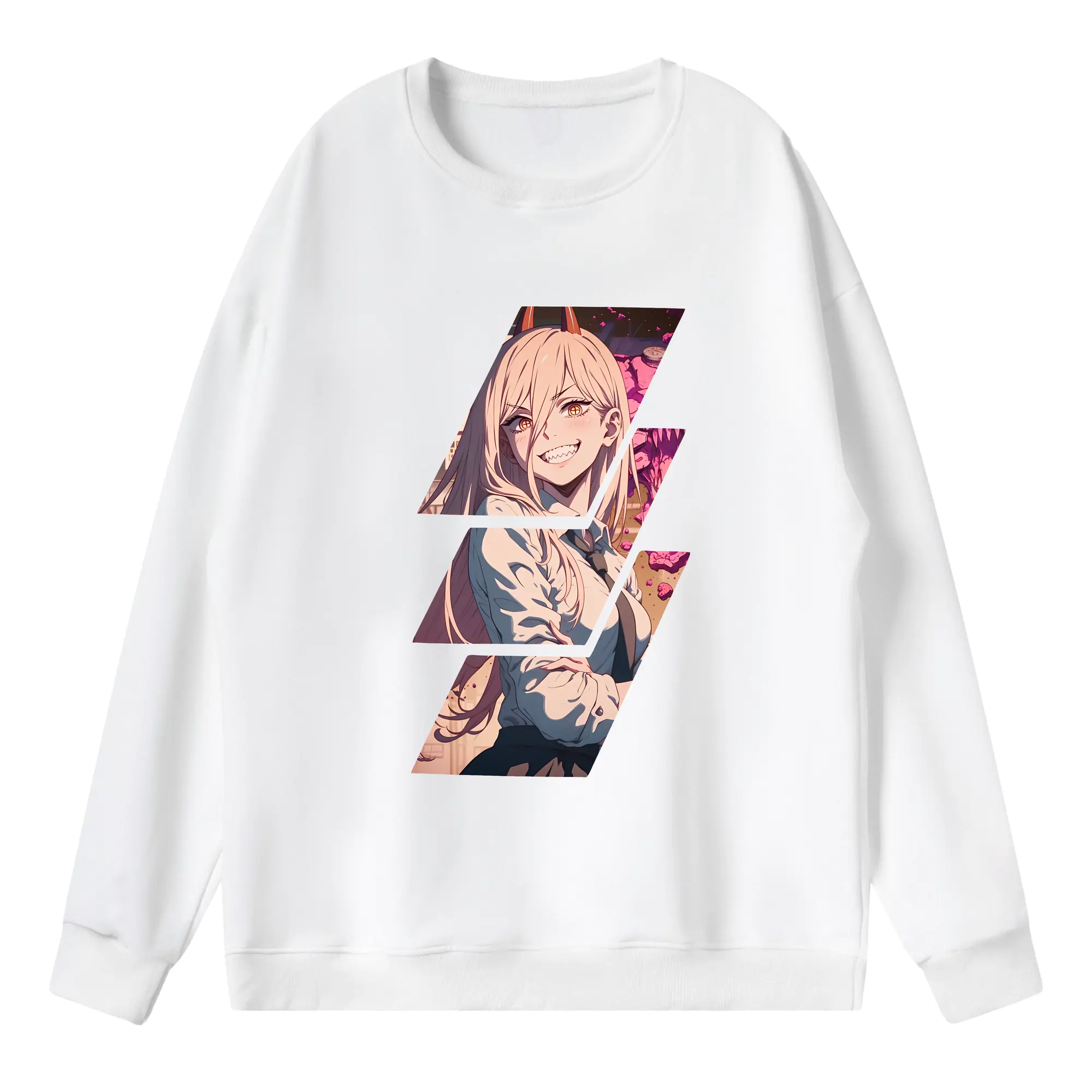 チェンソーマン グッズ,パワー - 薄手 クルーネック スウェット 裏毛260g · ポリエステル 春秋向け カジュアル 男女兼用 · トレーナー デイリー スポーツ 散歩に最適