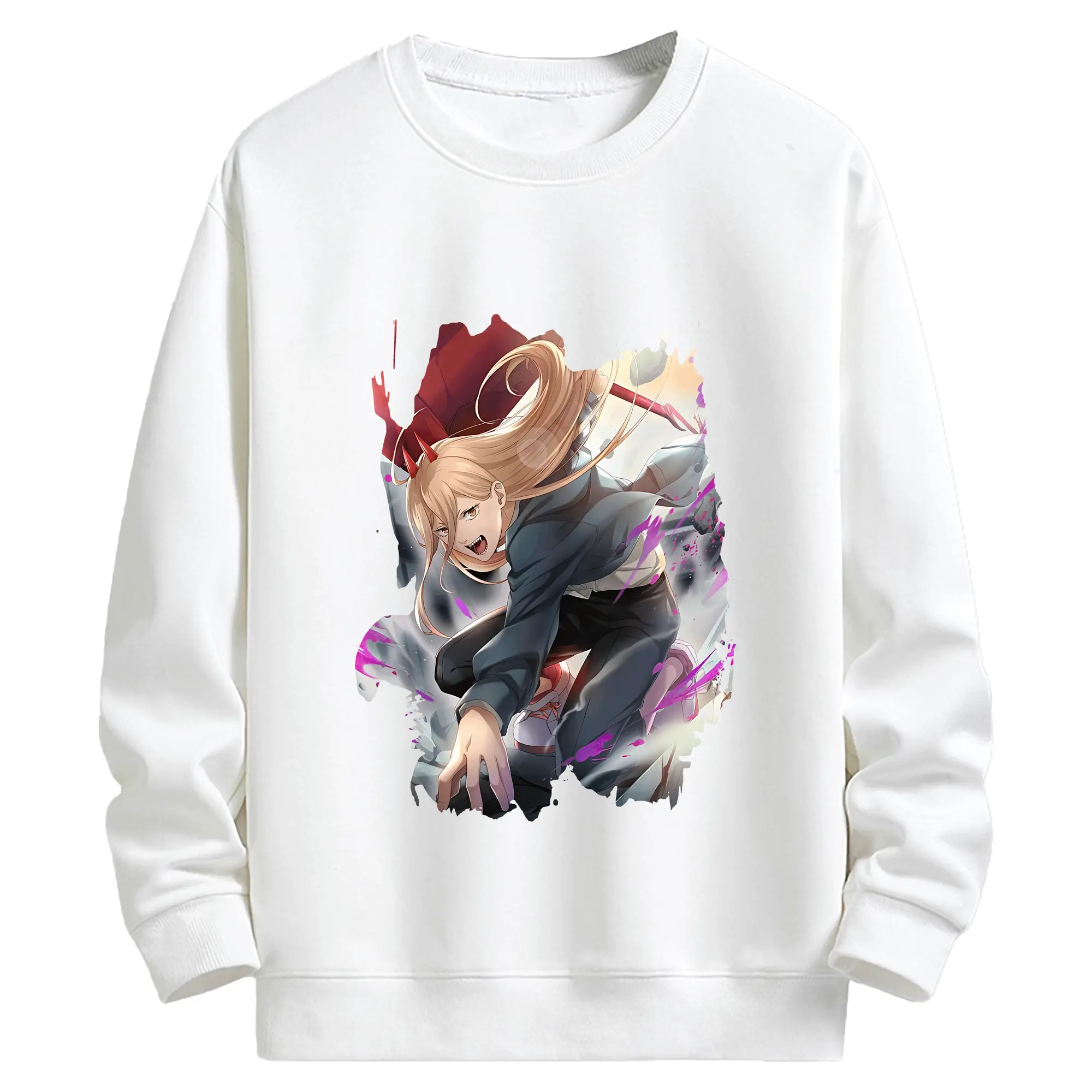 チェンソーマン グッズ,パワー - キッズ クルーネックスウェットシャツ ・ フロントプリント ・ 綿80％ ポリエステル20％ ・ 快適 通学 スポーツ 日常使い お散歩用