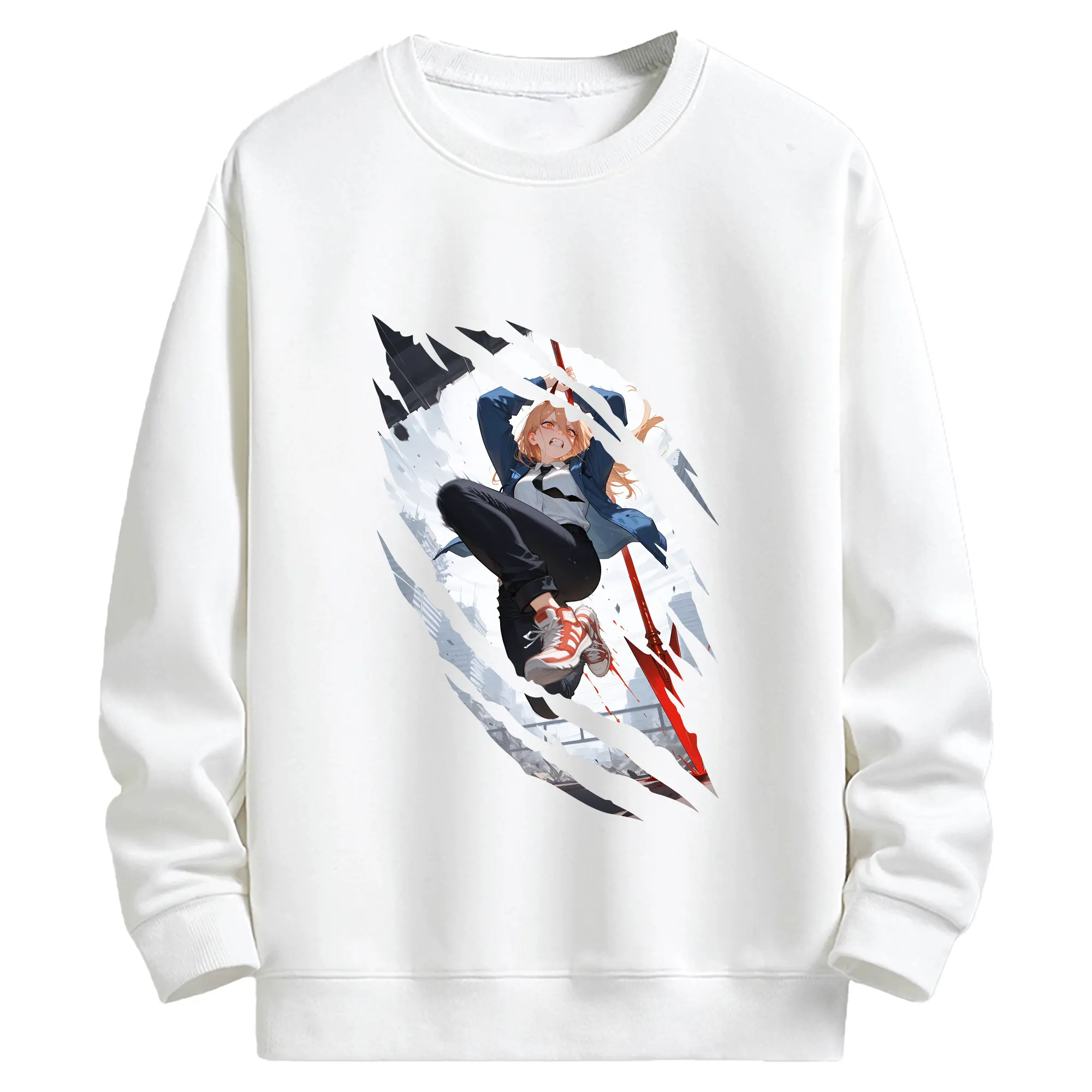 チェンソーマン グッズ,パワー - キッズ クルーネックスウェットシャツ ・ フロントプリント ・ 綿80％ ポリエステル20％ ・ 快適 通学 スポーツ 日常使い お散歩用