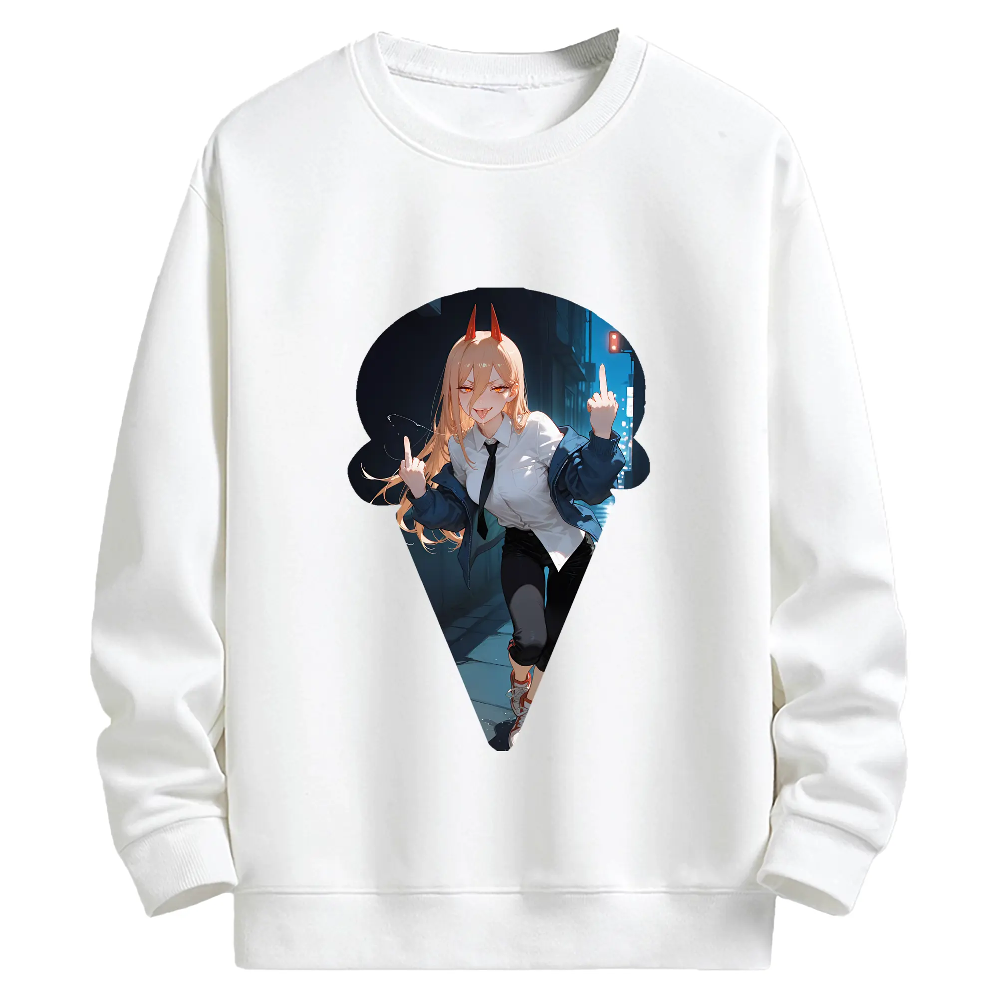 チェンソーマン グッズ,パワー - キッズ クルーネックスウェットシャツ ・ フロントプリント ・ 綿80％ ポリエステル20％ ・ 快適 通学 スポーツ 日常使い お散歩用