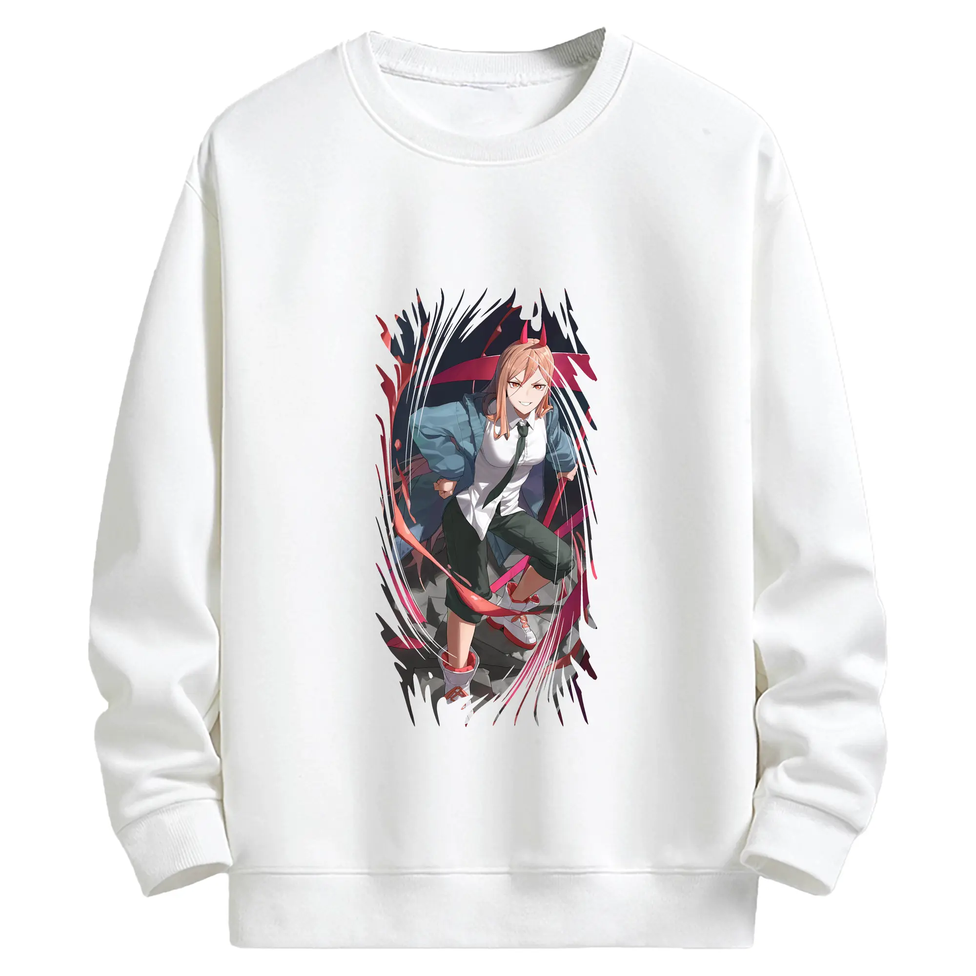 チェンソーマン グッズ,パワー - キッズ クルーネックスウェットシャツ ・ フロントプリント ・ 綿80％ ポリエステル20％ ・ 快適 通学 スポーツ 日常使い お散歩用