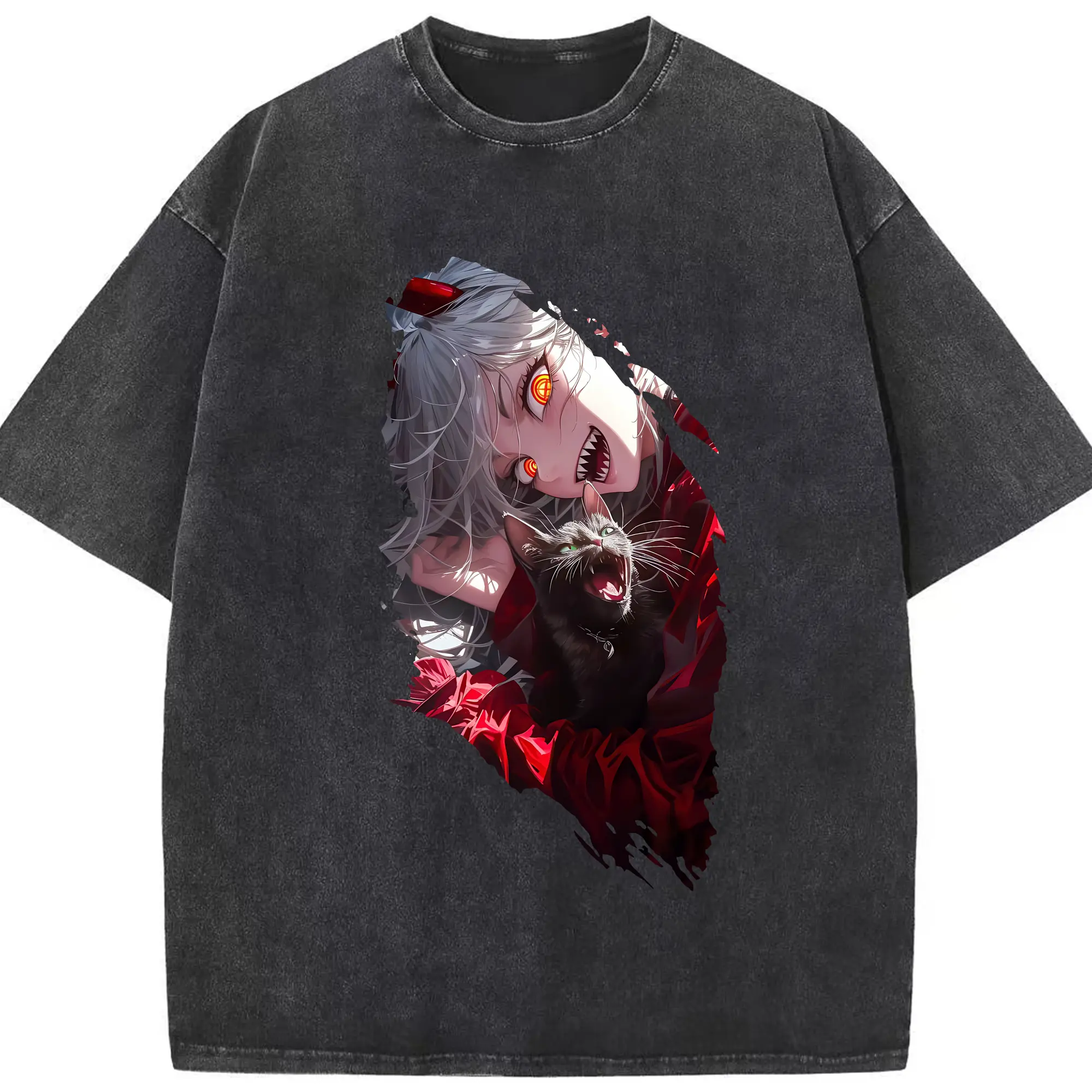 チェンソーマン グッズ,パワー - 綿100％ ヴィンテージ風 半袖Tシャツ ・ フロントプリント ・ 柔らか肌触り ・ 通気性 快適 ・ スポーツ カジュアル 外出用