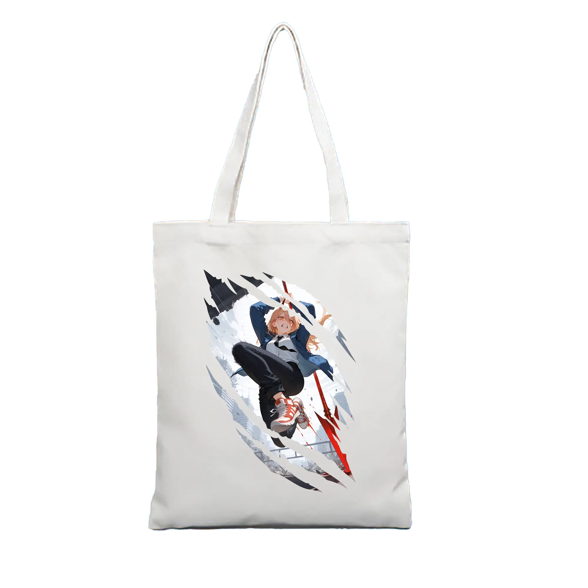 チェンソーマン グッズ,パワー - 縦型キャンバス手提げバッグ（トートバッグ） ・ キャンバス素材 ・ ショッピング用 ・ 軽量 丈夫 お手入れ簡単