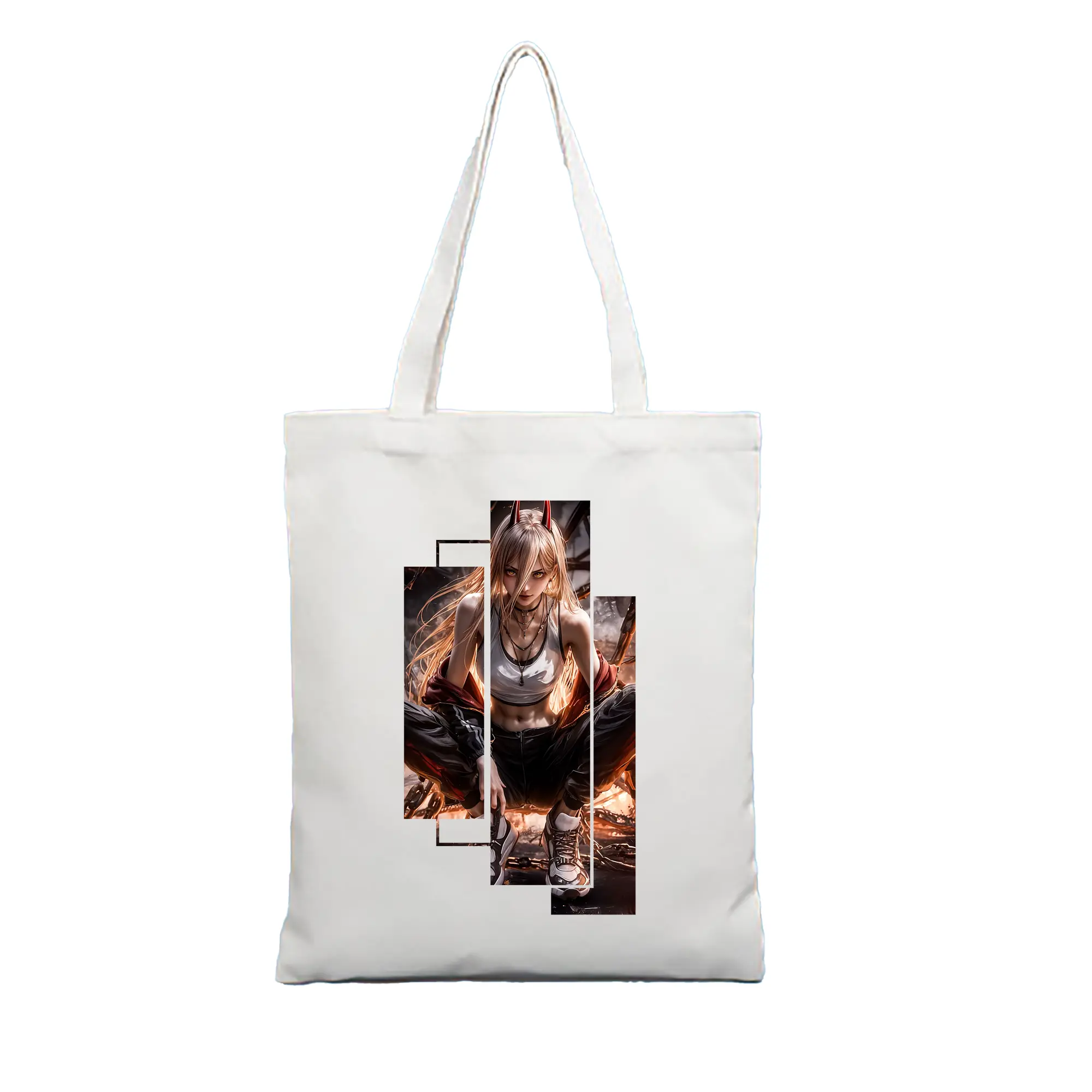 チェンソーマン グッズ,パワー - 縦型キャンバス手提げバッグ（トートバッグ） ・ キャンバス素材 ・ ショッピング用 ・ 軽量 丈夫 お手入れ簡単