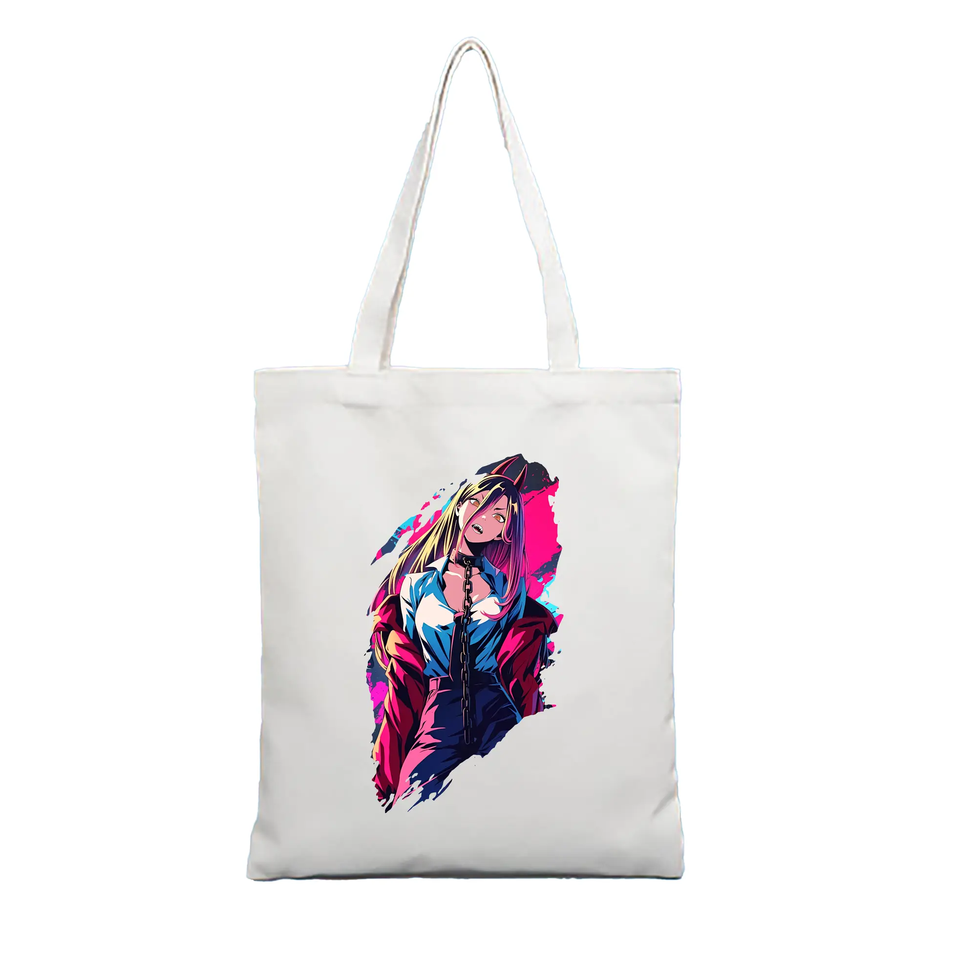 チェンソーマン グッズ,パワー - 縦型キャンバス手提げバッグ（トートバッグ） ・ キャンバス素材 ・ ショッピング用 ・ 軽量 丈夫 お手入れ簡単