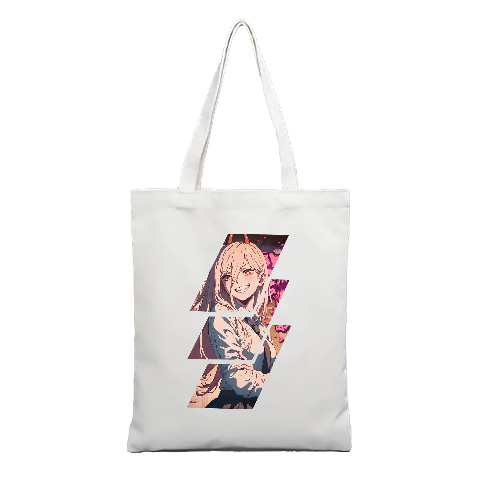 チェンソーマン グッズ,パワー - 縦型キャンバス手提げバッグ（トートバッグ） ・ キャンバス素材 ・ ショッピング用 ・ 軽量 丈夫 お手入れ簡単
