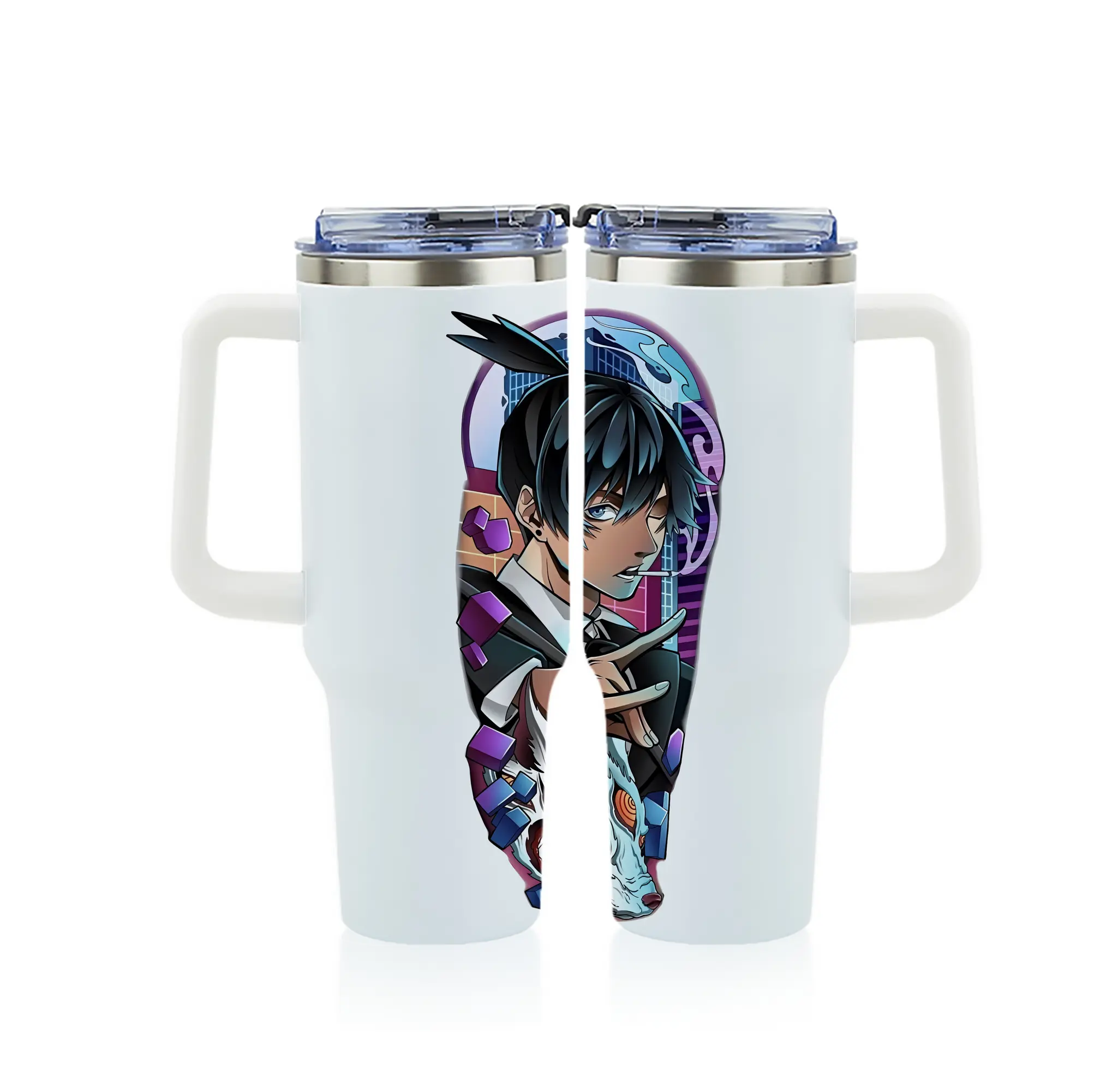 チェンソーマン グッズ,早川アキ - 1200mL フルプリント車用タンブラー ・ 304ステンレス 内側 ・ 201ステンレス 外側 ・ 保温 保冷 ・ 通勤 ドライブ アウトドア用