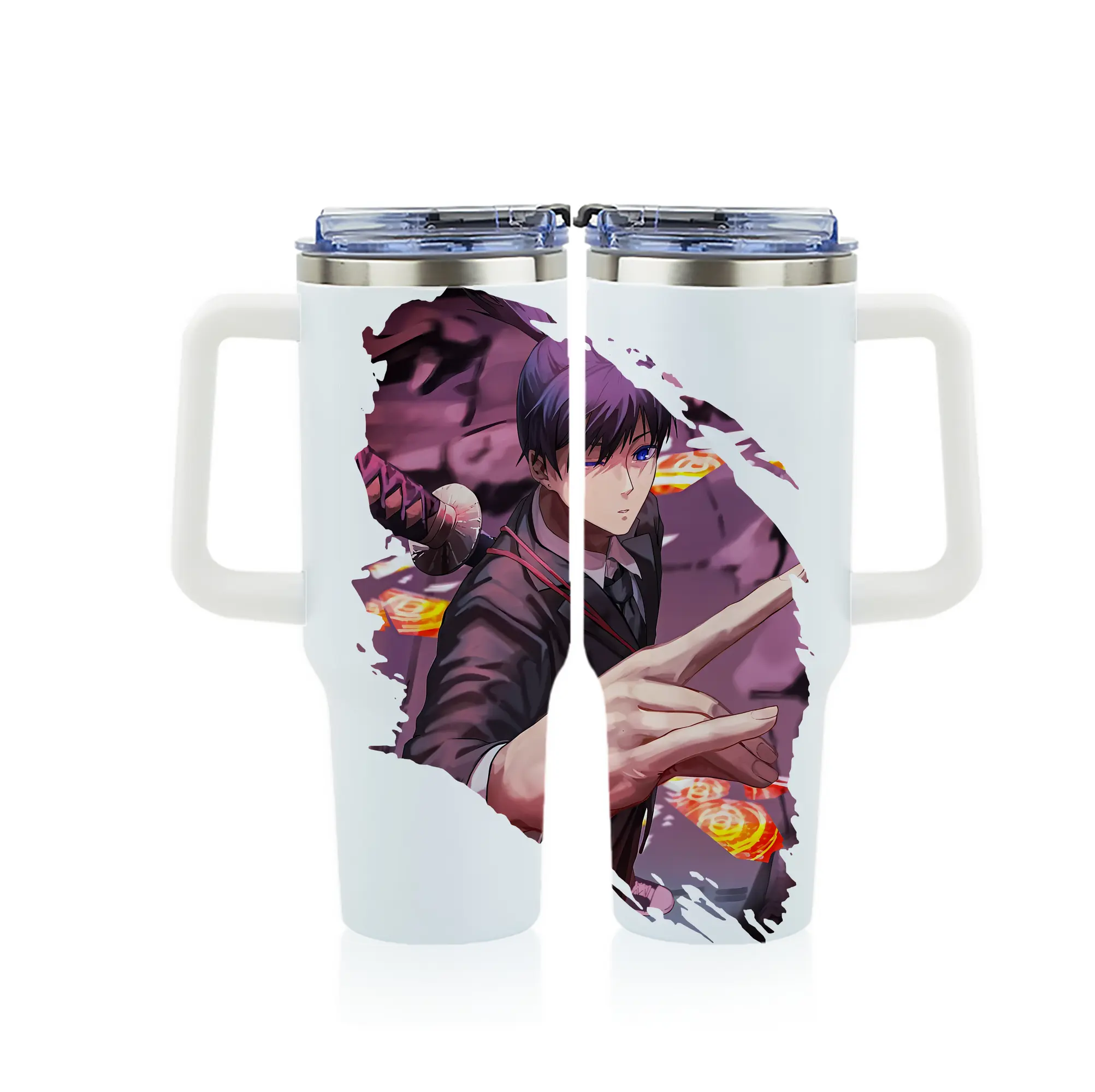 チェンソーマン グッズ,早川アキ - 1200mL フルプリント車用タンブラー ・ 304ステンレス 内側 ・ 201ステンレス 外側 ・ 保温 保冷 ・ 通勤 ドライブ アウトドア用