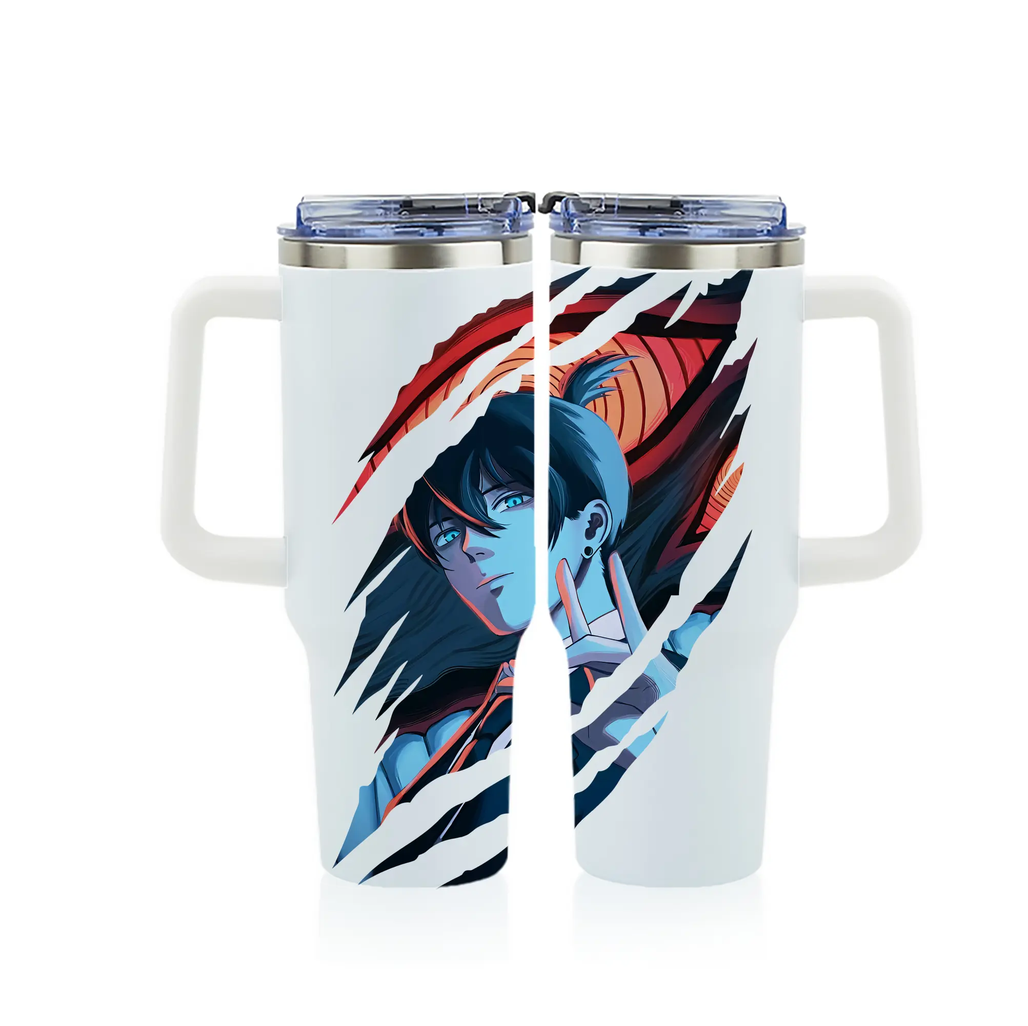 チェンソーマン グッズ,早川アキ - 1200mL フルプリント車用タンブラー ・ 304ステンレス 内側 ・ 201ステンレス 外側 ・ 保温 保冷 ・ 通勤 ドライブ アウトドア用