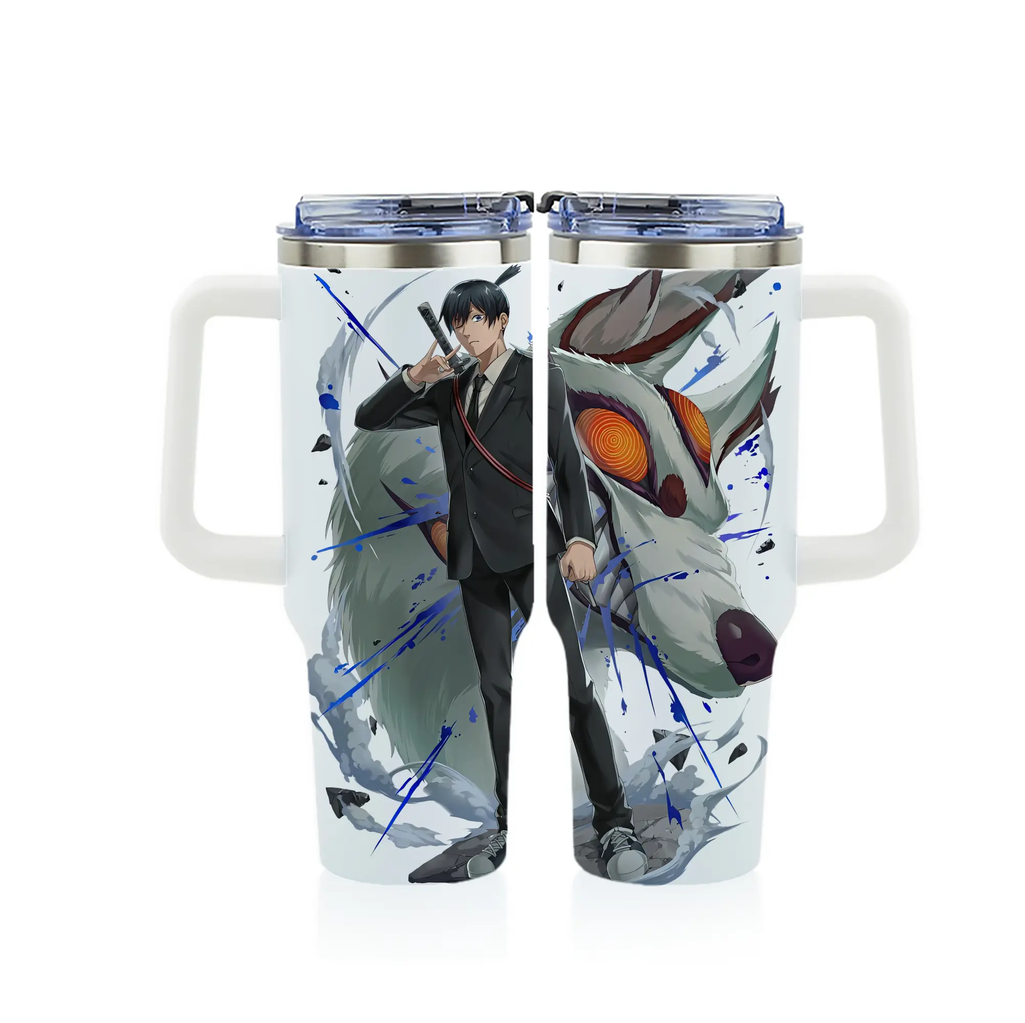 チェンソーマン グッズ,早川アキ - 1200mL フルプリント車用タンブラー ・ 304ステンレス 内側 ・ 201ステンレス 外側 ・ 保温 保冷 ・ 通勤 ドライブ アウトドア用